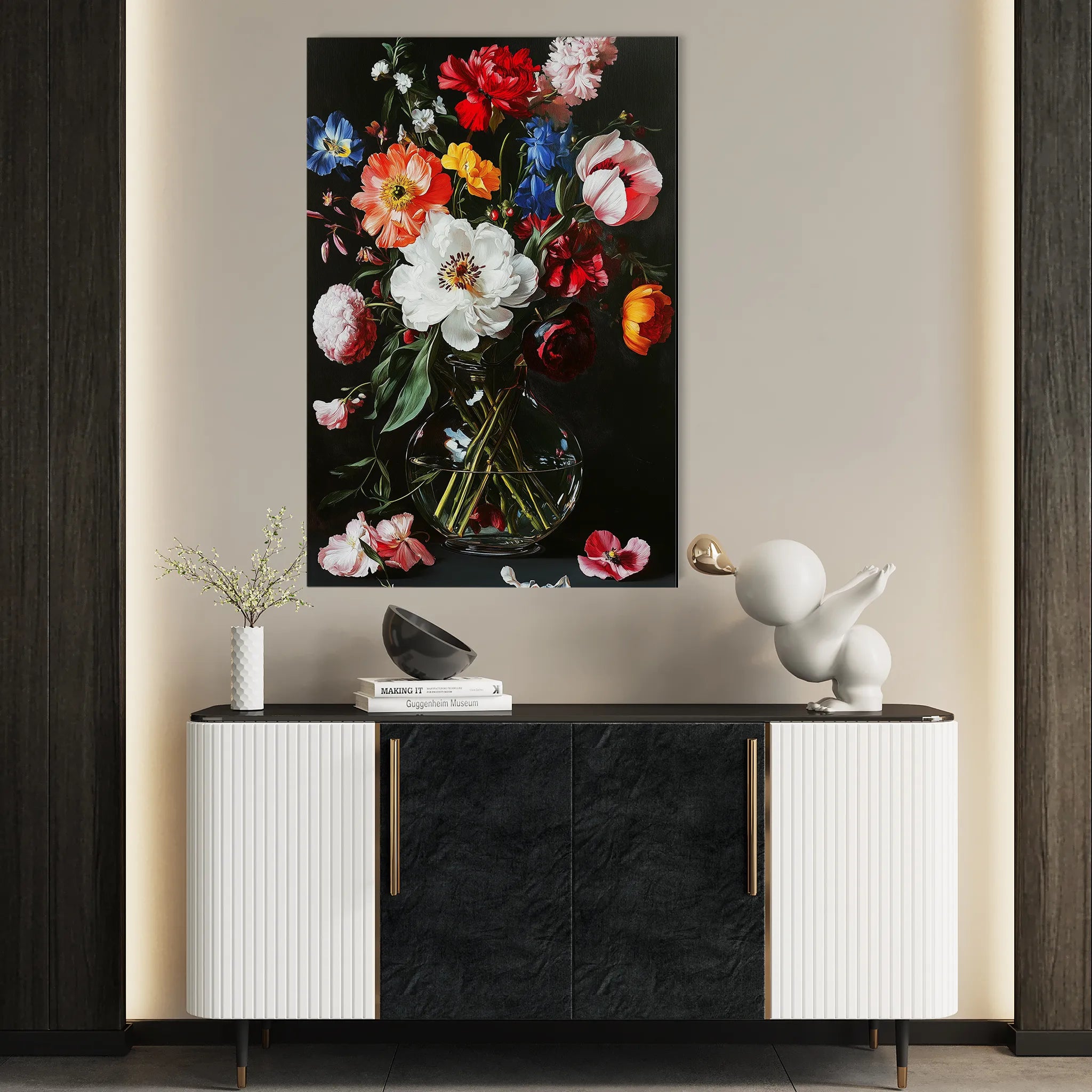 Floral 1224 Canvas Art 18" x 24" / 45 x 60 cm / Black