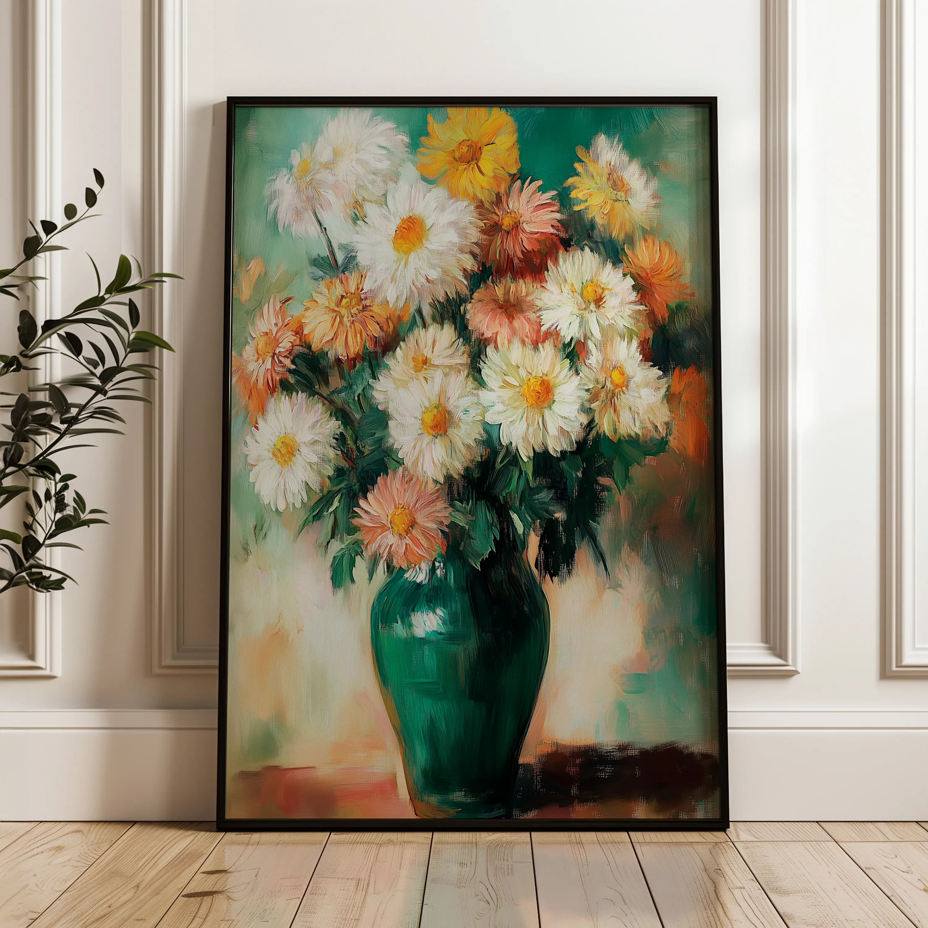 Floral 1225 Canvas Art 18" x 24" / 45 x 60 cm / Black