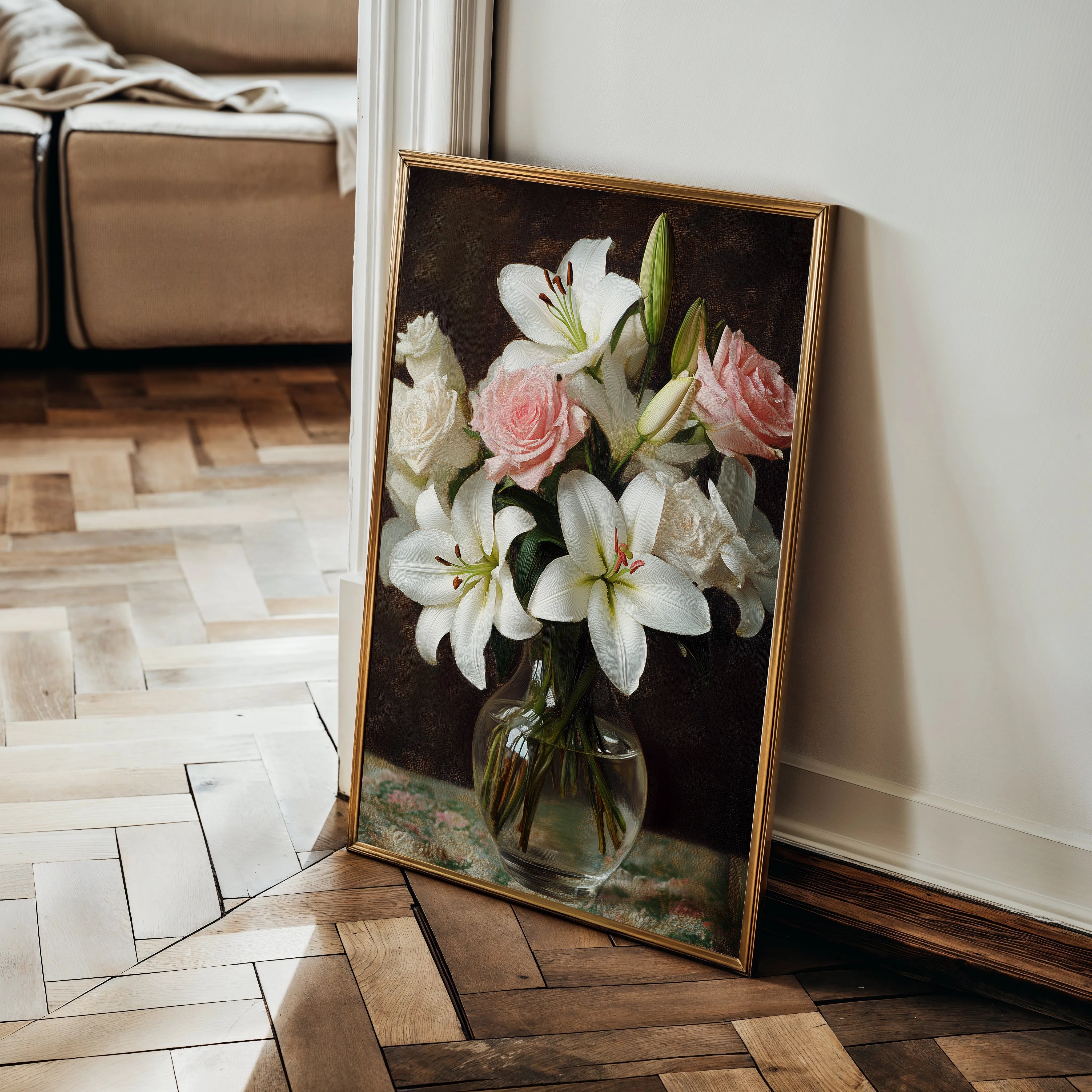 Floral 1226 Canvas Art 18" x 24" / 45 x 60 cm / Black
