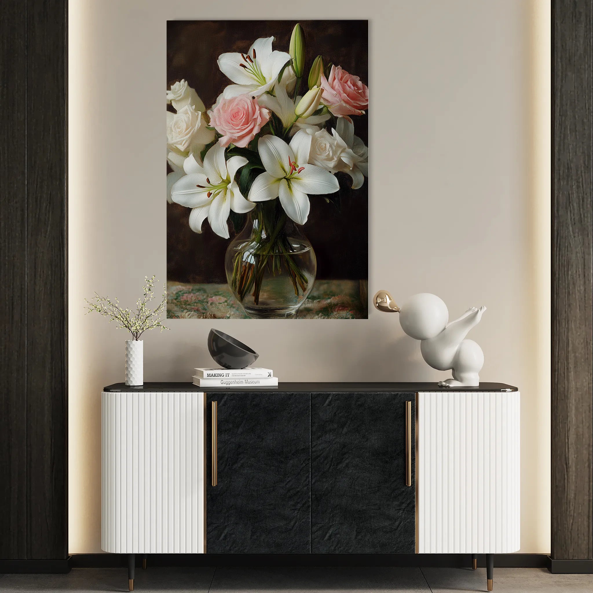 Floral 1226 Canvas Art 18" x 24" / 45 x 60 cm / Black