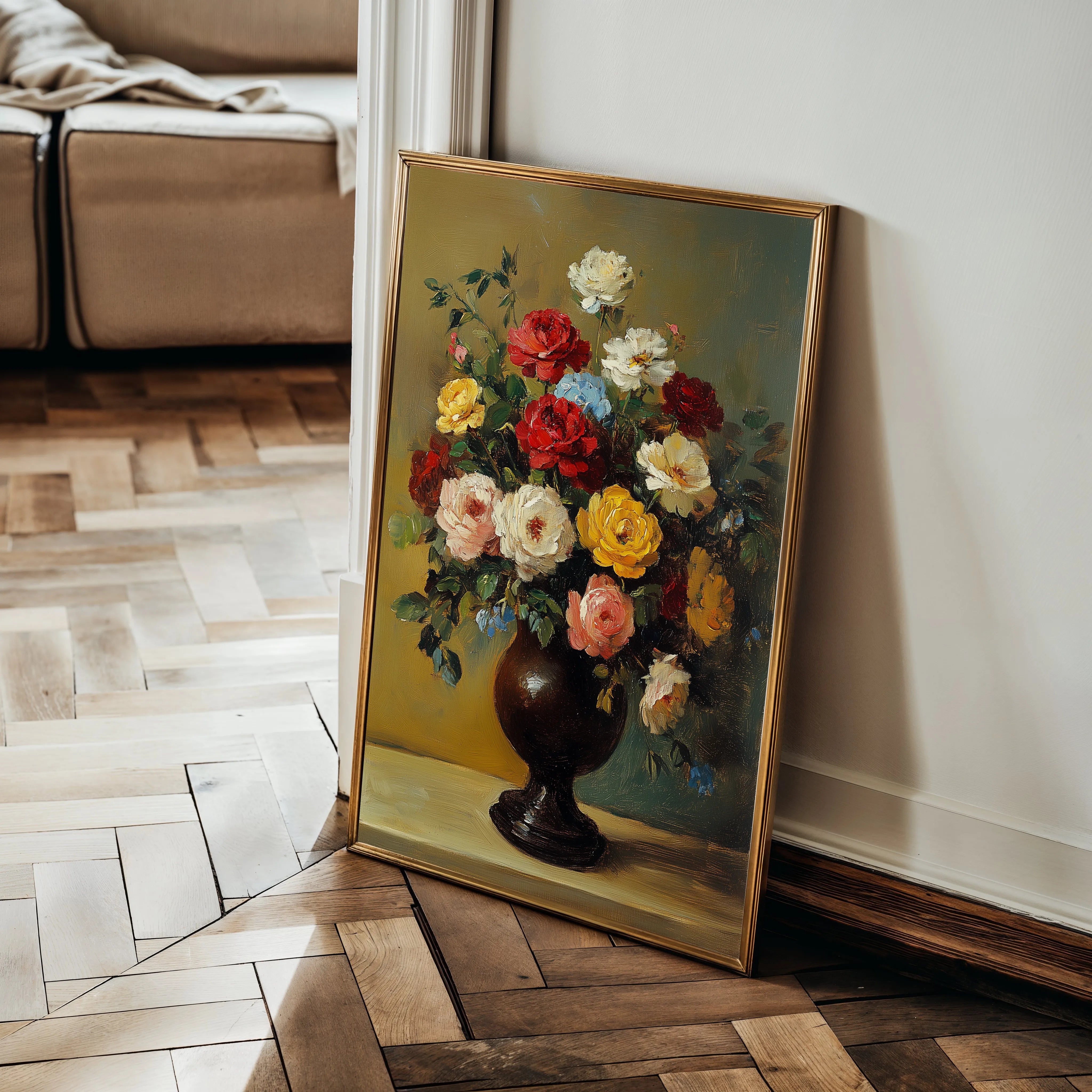 Floral 1227 Canvas Art 18" x 24" / 45 x 60 cm / Black