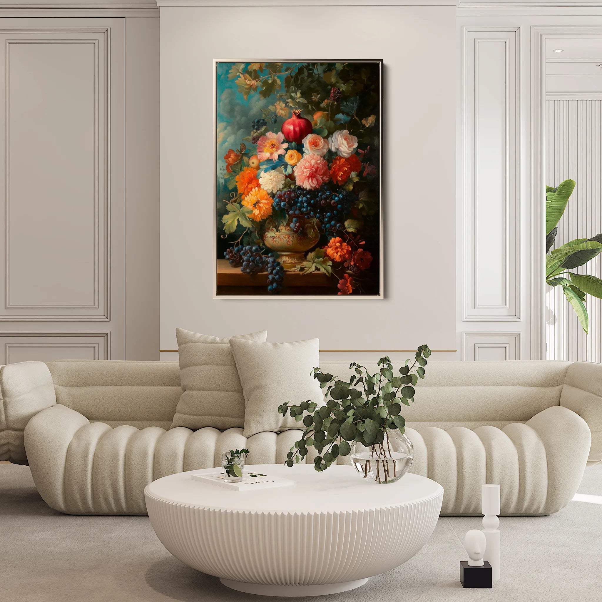 Floral 1228 Canvas Art 18" x 24" / 45 x 60 cm / Black