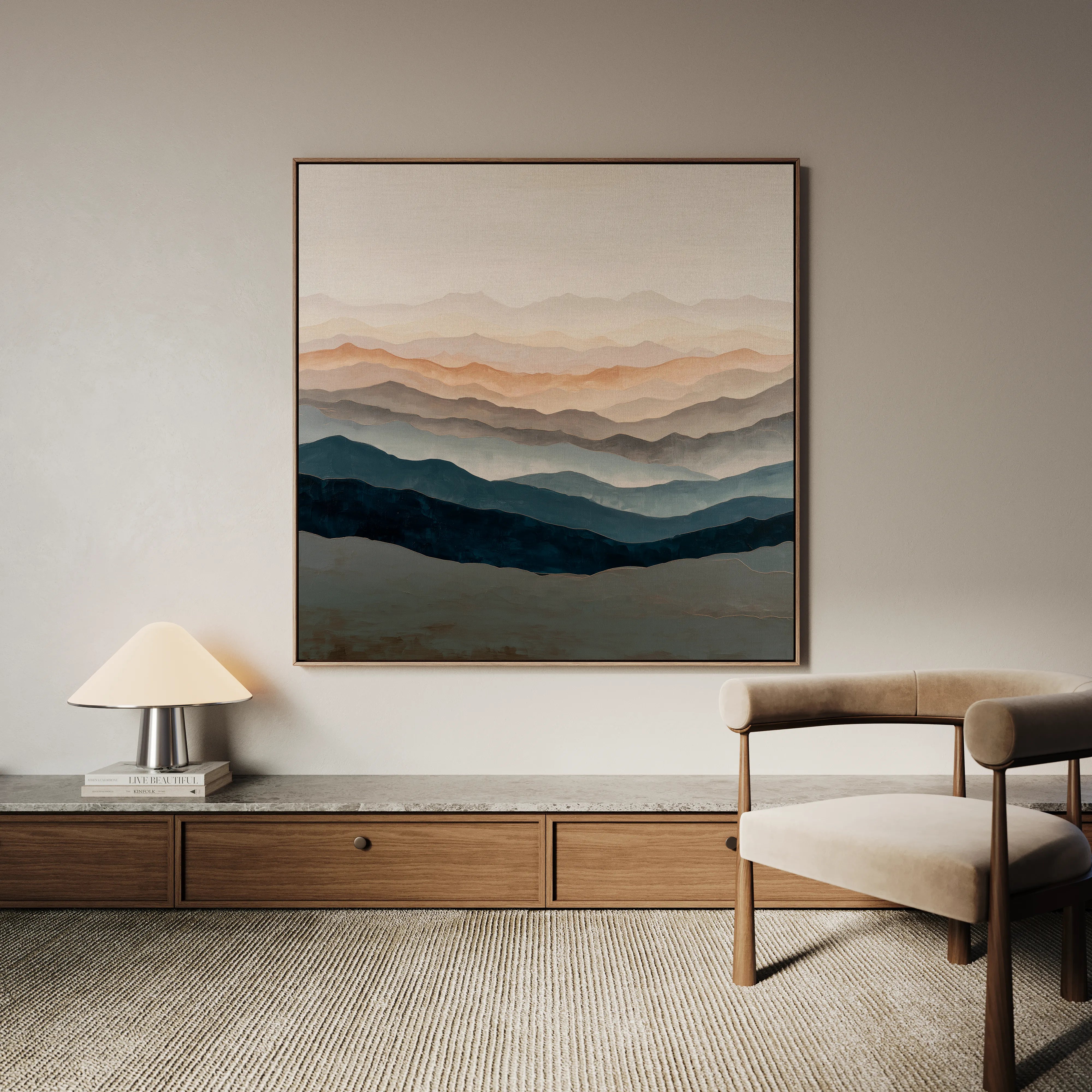 Abstract 1229 Canvas Art 16" x 16" / 40 x 40 cm / Black