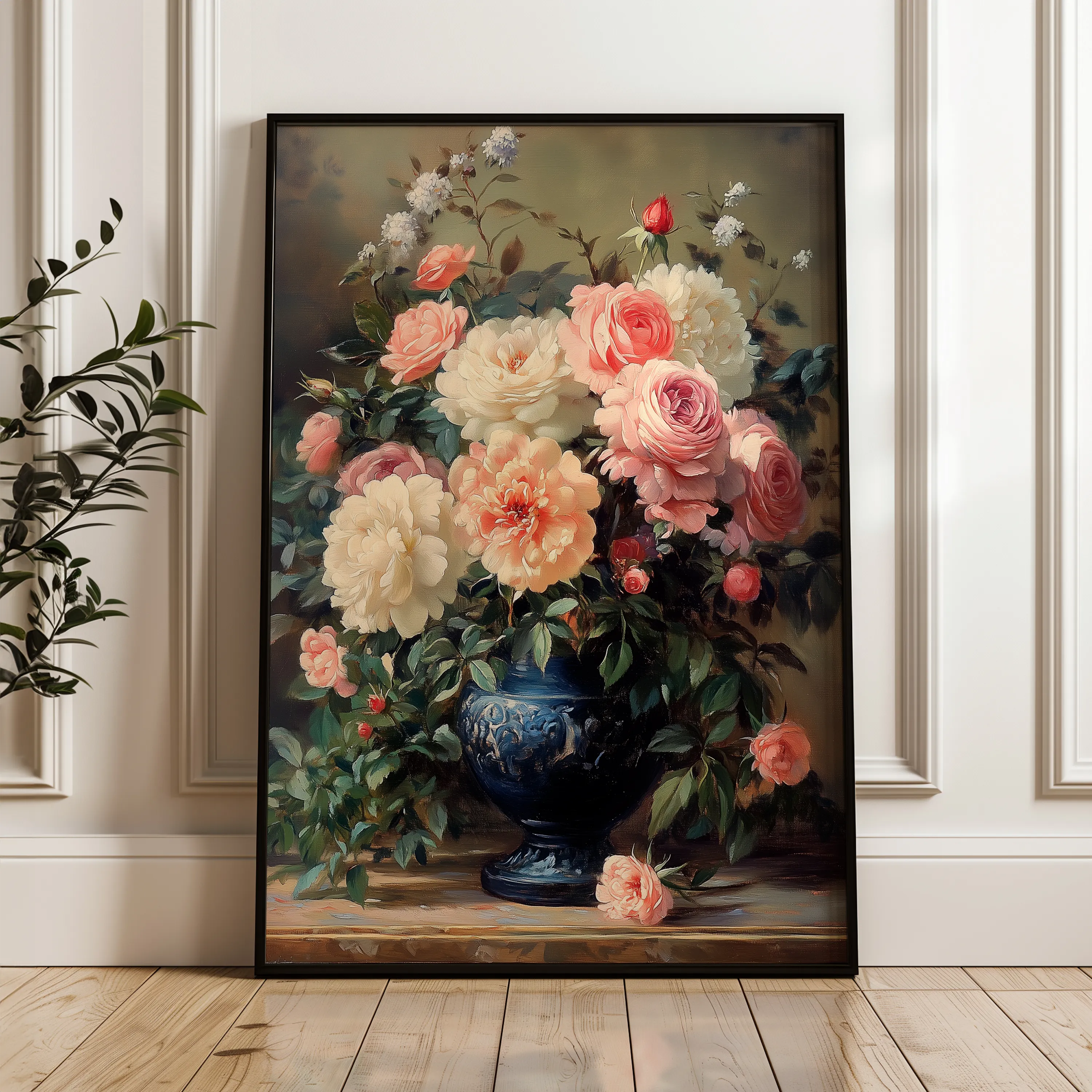 Floral 1229 Canvas Art 18" x 24" / 45 x 60 cm / Black