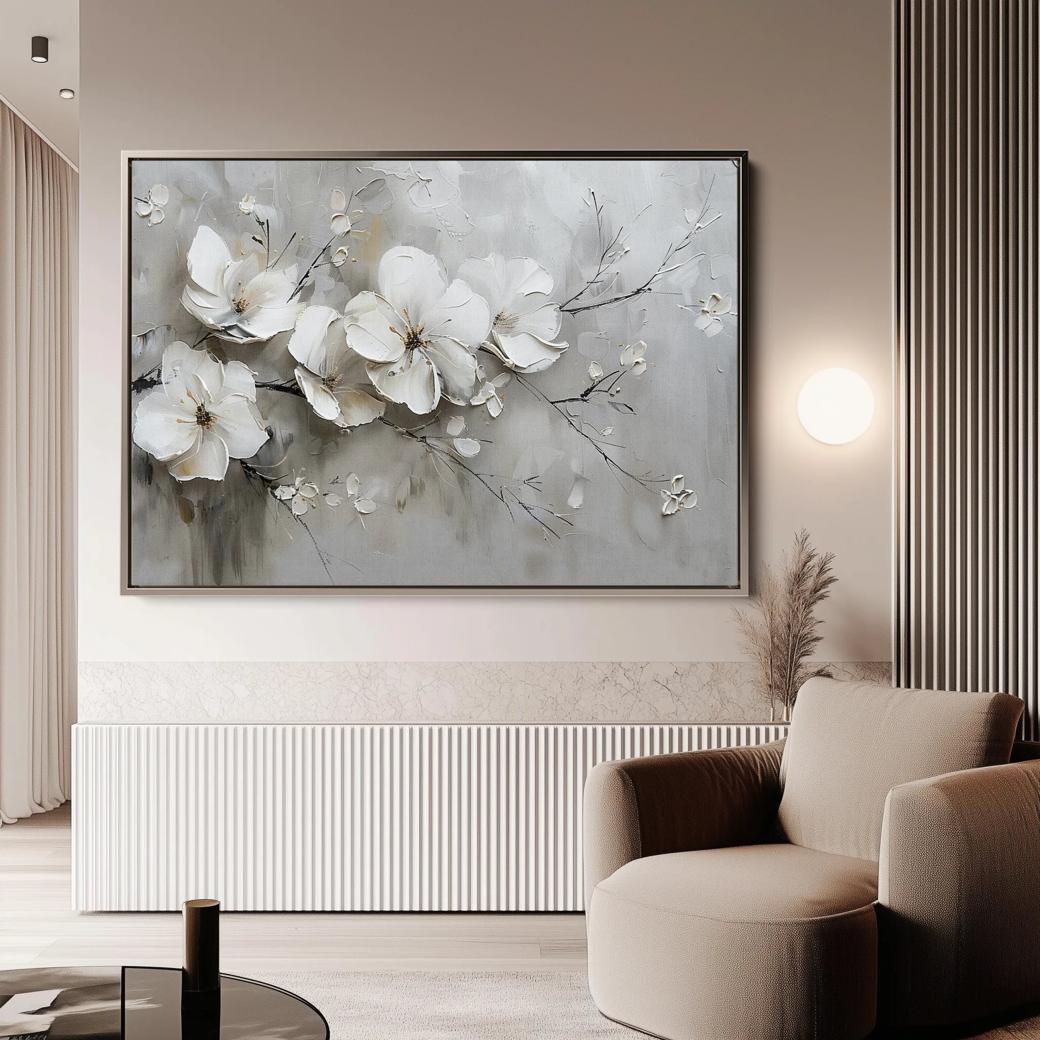 Floral 123 Canvas Art 18" x 24" / 45 x 60 cm / Black