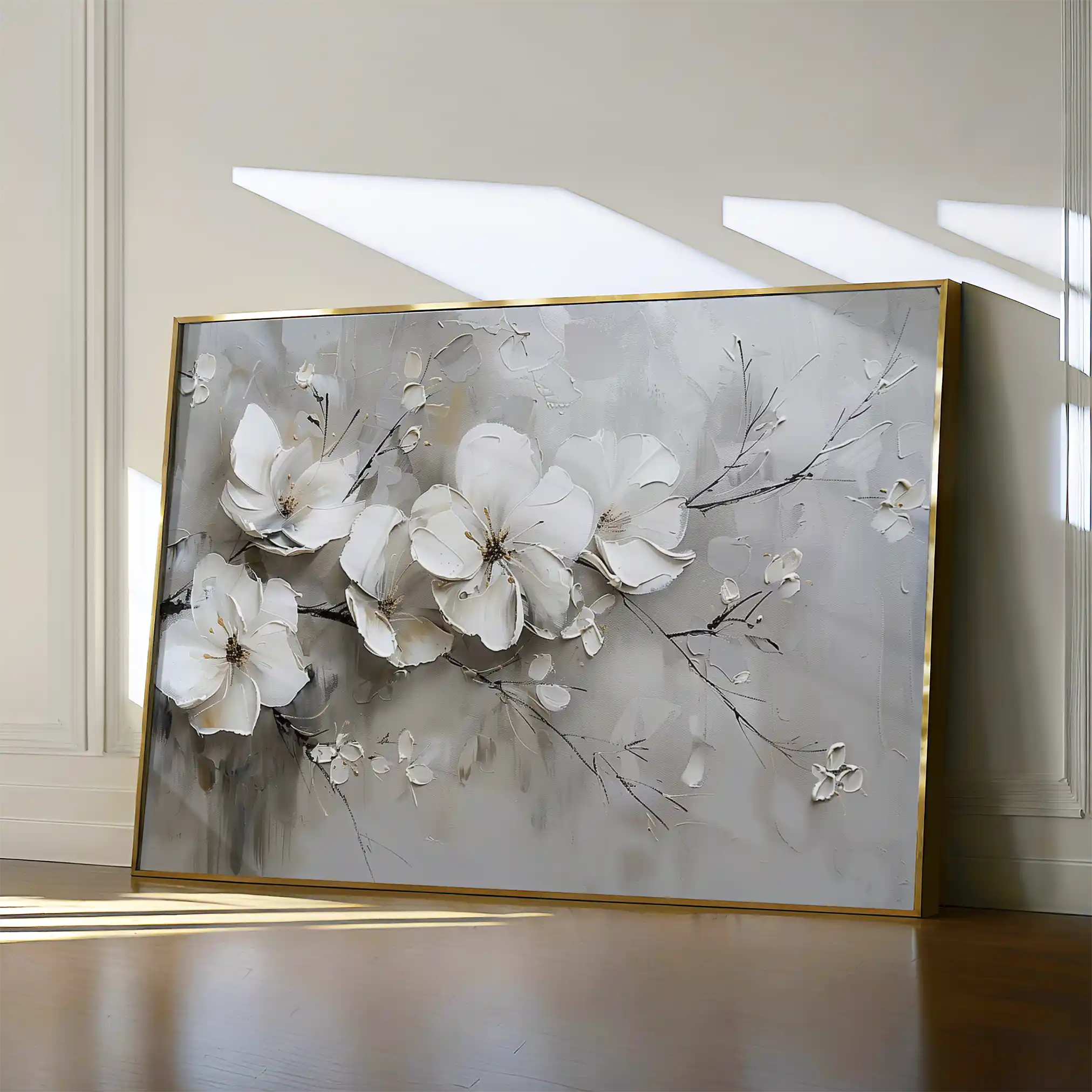 Floral 123 Canvas Art 18" x 24" / 45 x 60 cm / Black