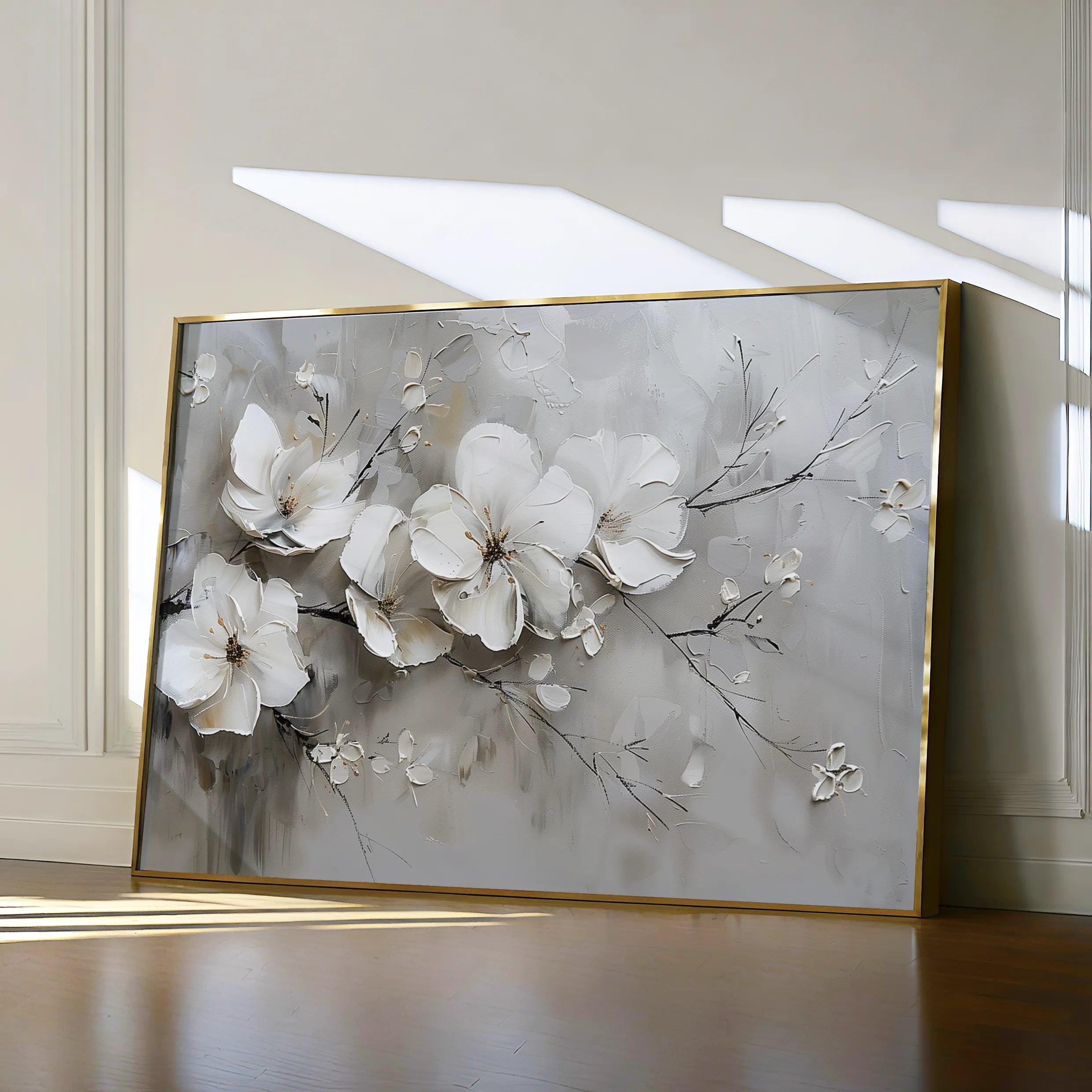 Floral 123 Canvas Art 18" x 24" / 45 x 60 cm / Black