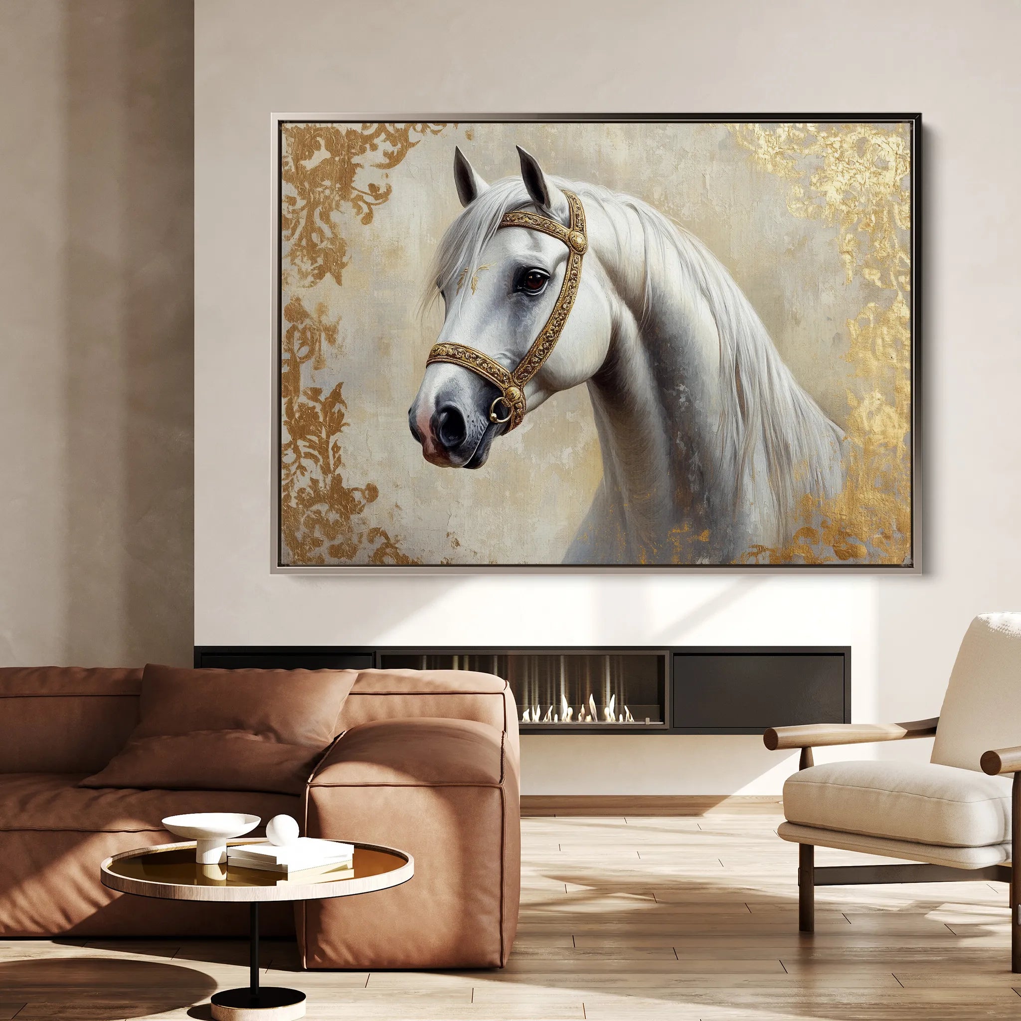 Horses 123 Canvas Art 18" x 24" / 45 x 60 cm / Black