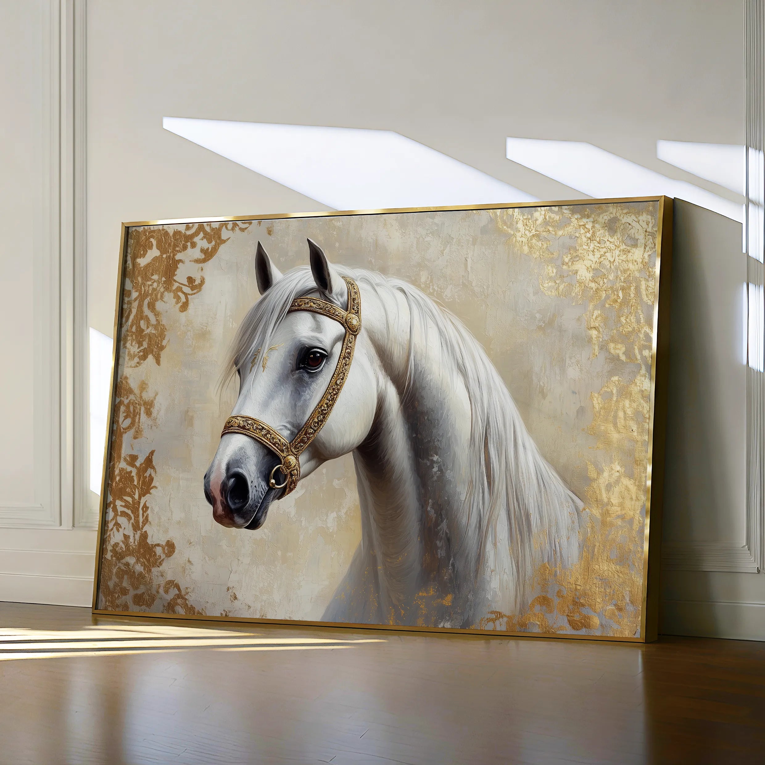 Horses 123 Canvas Art 18" x 24" / 45 x 60 cm / Black