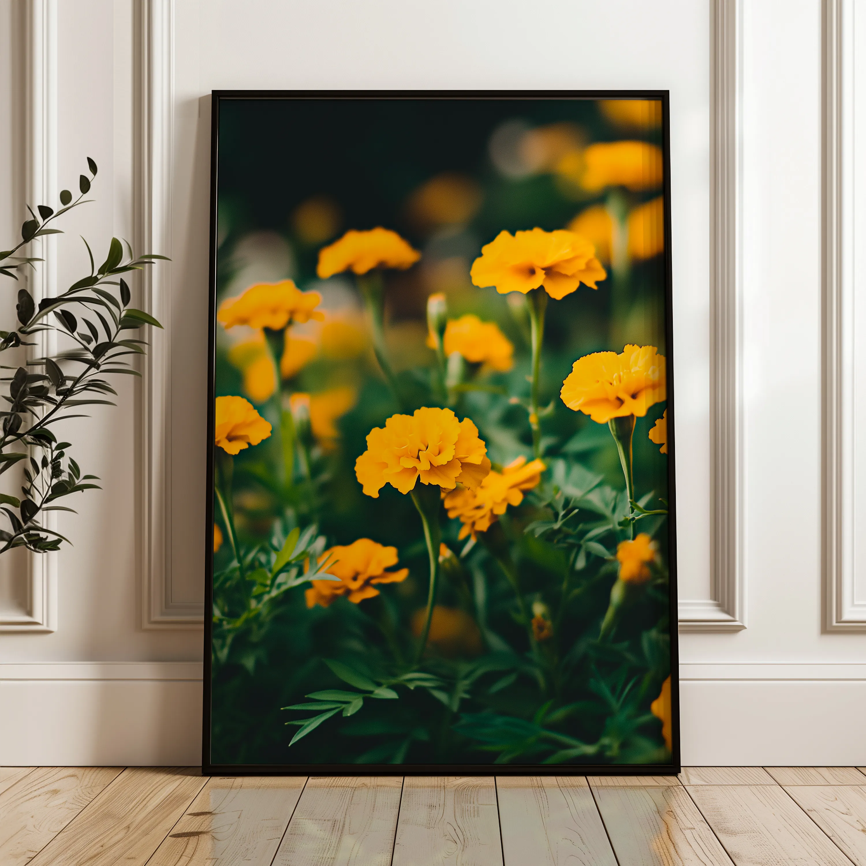 Floral 1230 Canvas Art 18" x 24" / 45 x 60 cm / Black