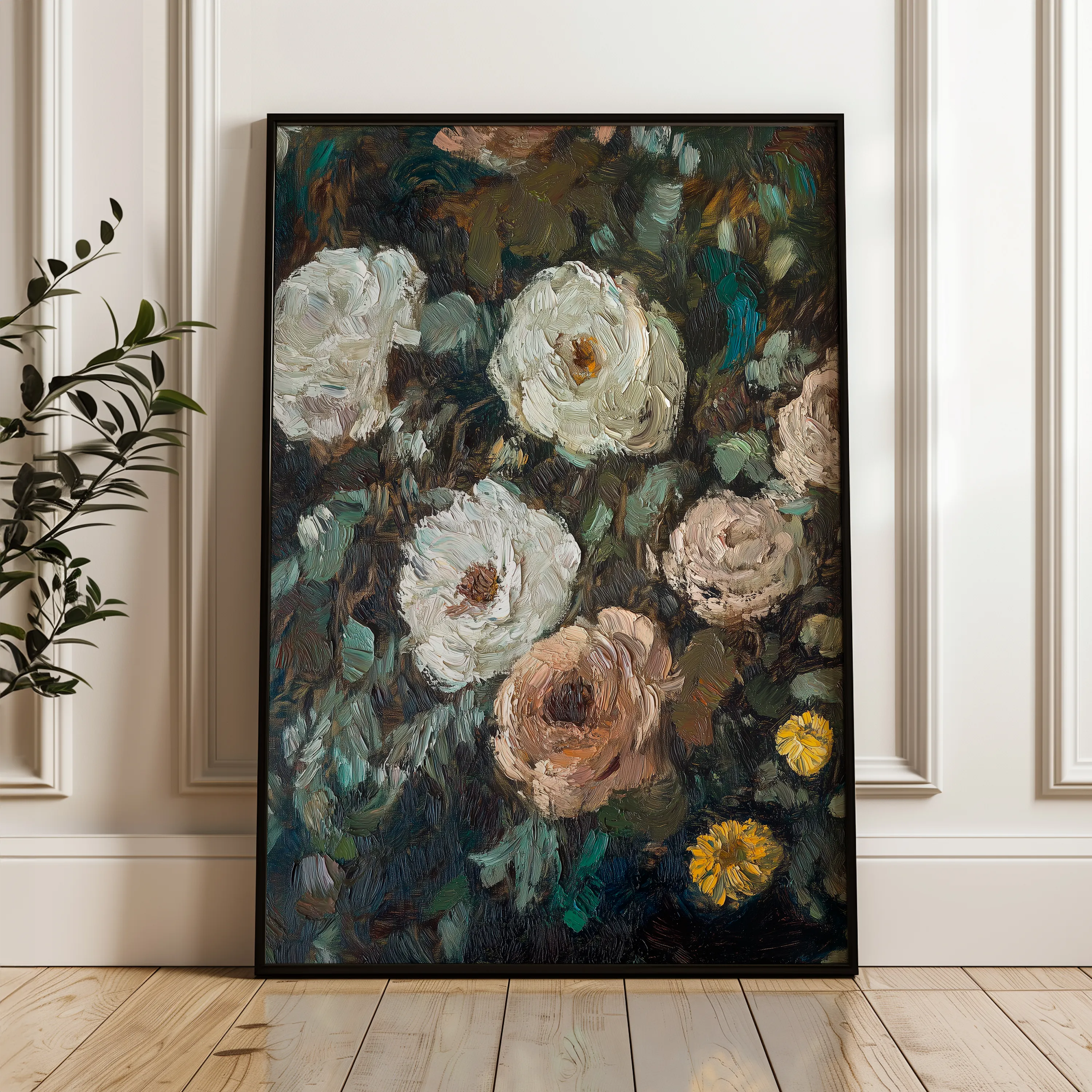 Floral 1231 Canvas Art 18" x 24" / 45 x 60 cm / Black