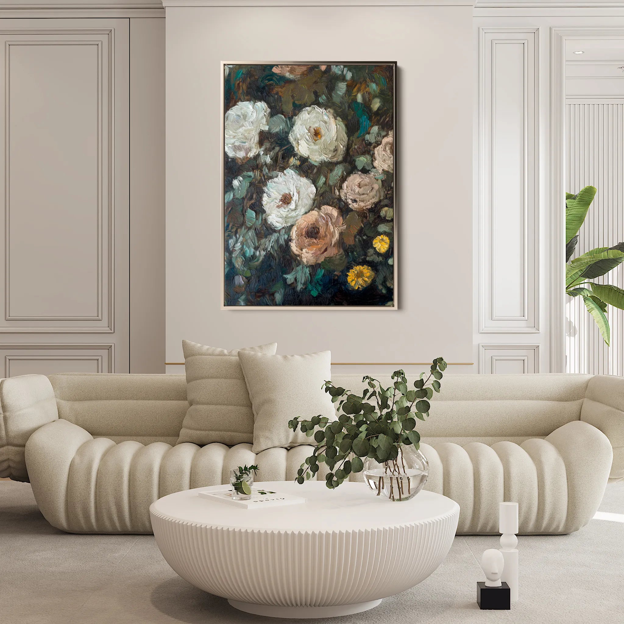 Floral 1231 Canvas Art 18" x 24" / 45 x 60 cm / Black