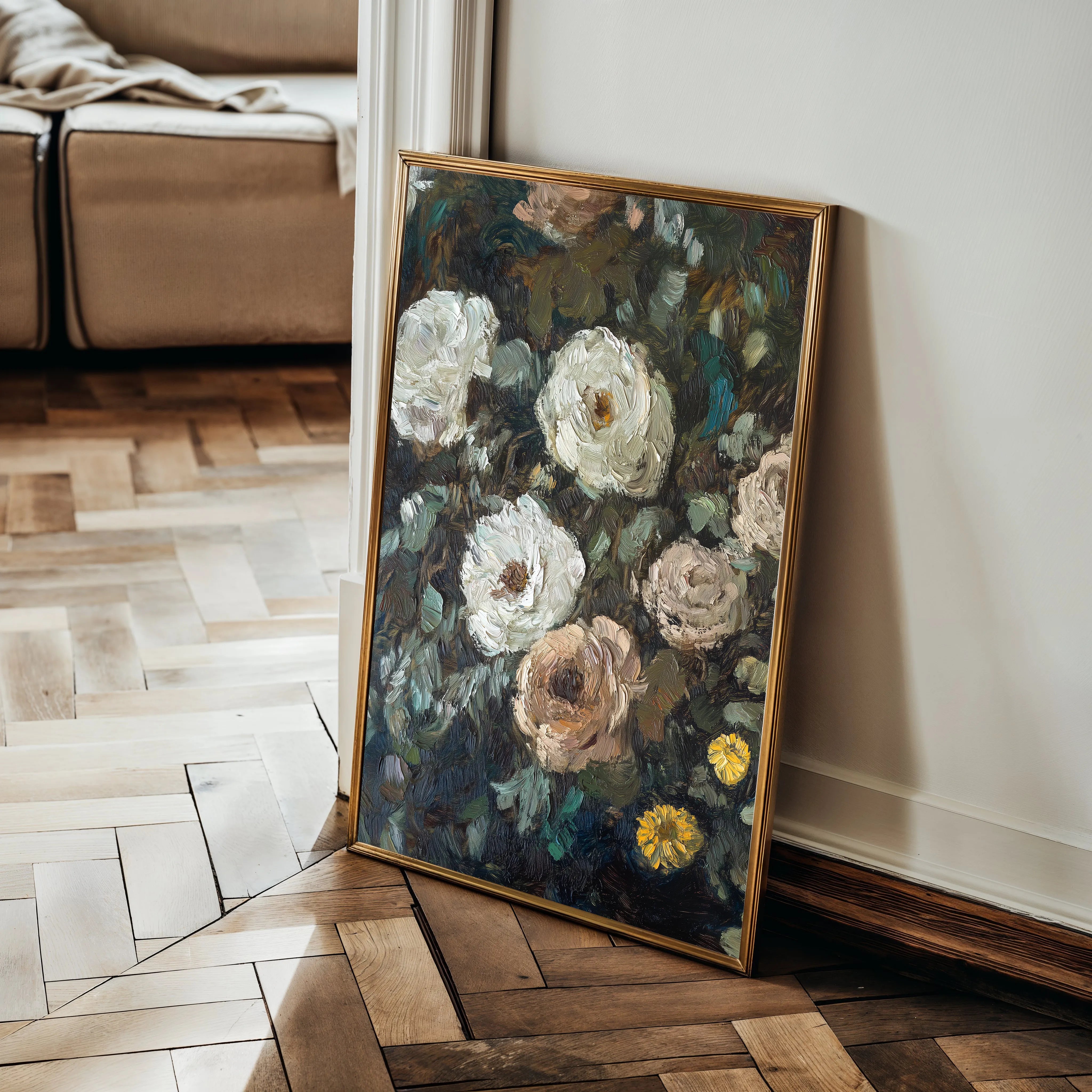 Floral 1231 Canvas Art 18" x 24" / 45 x 60 cm / Black