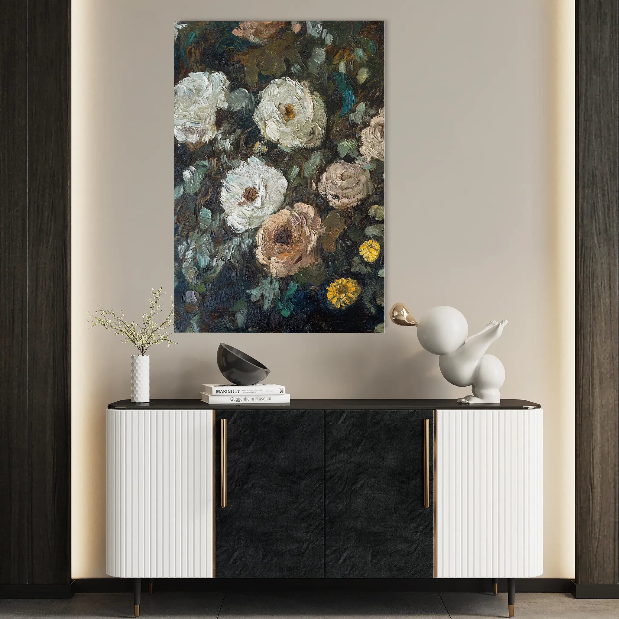 Floral 1231 Canvas Art 18" x 24" / 45 x 60 cm / Black