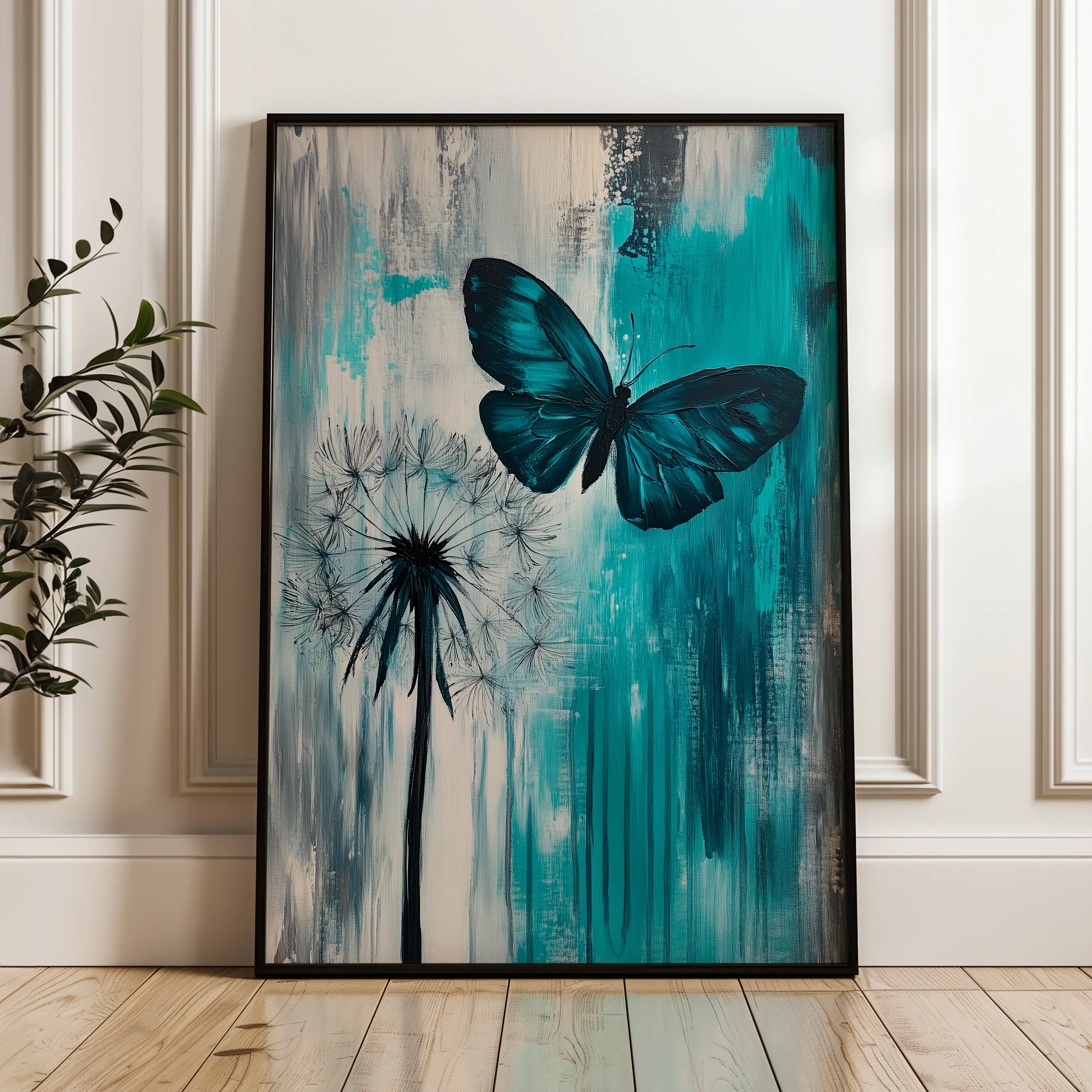 Floral 1233 Canvas Art 18" x 24" / 45 x 60 cm / Black