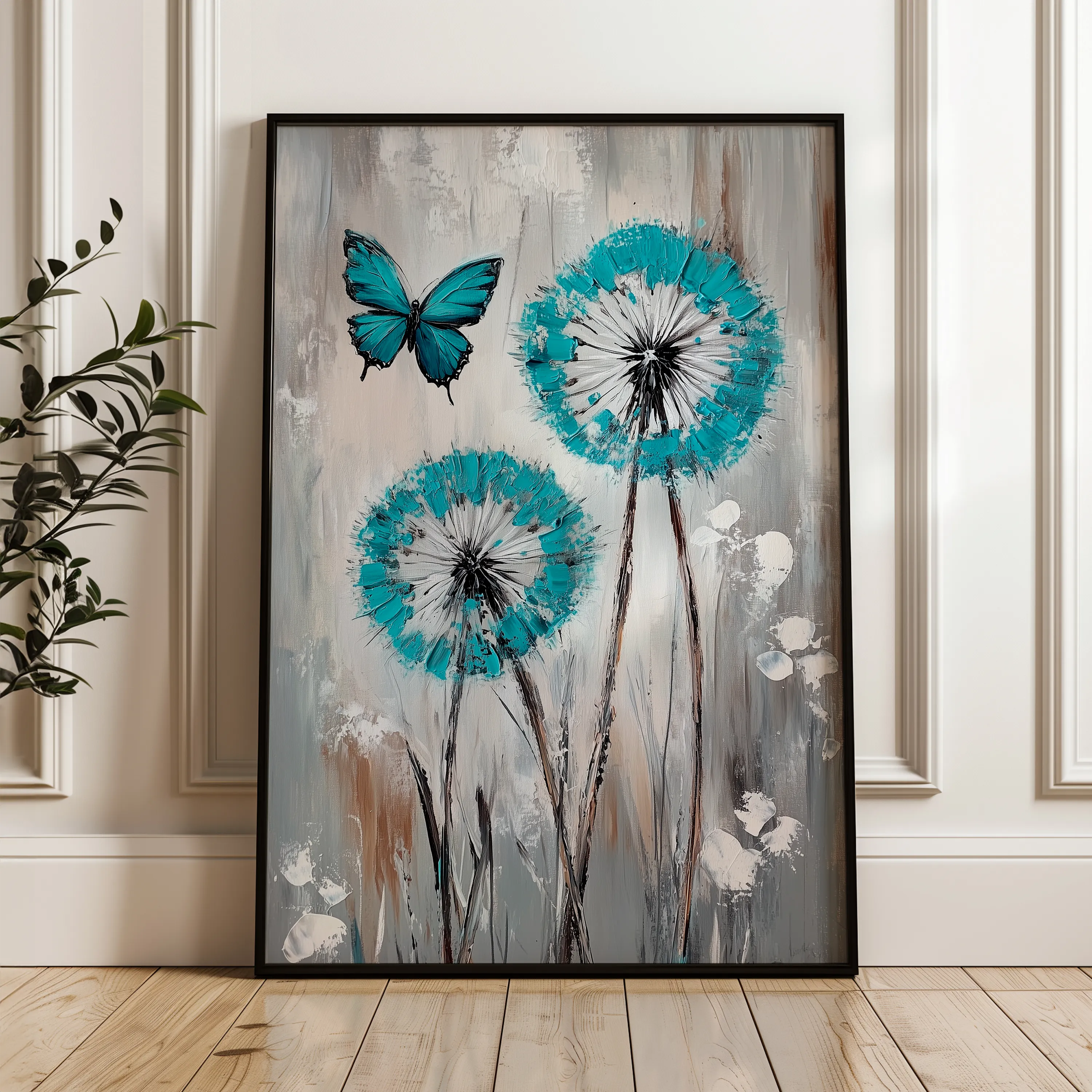 Floral 1234 Canvas Art 18" x 24" / 45 x 60 cm / Black