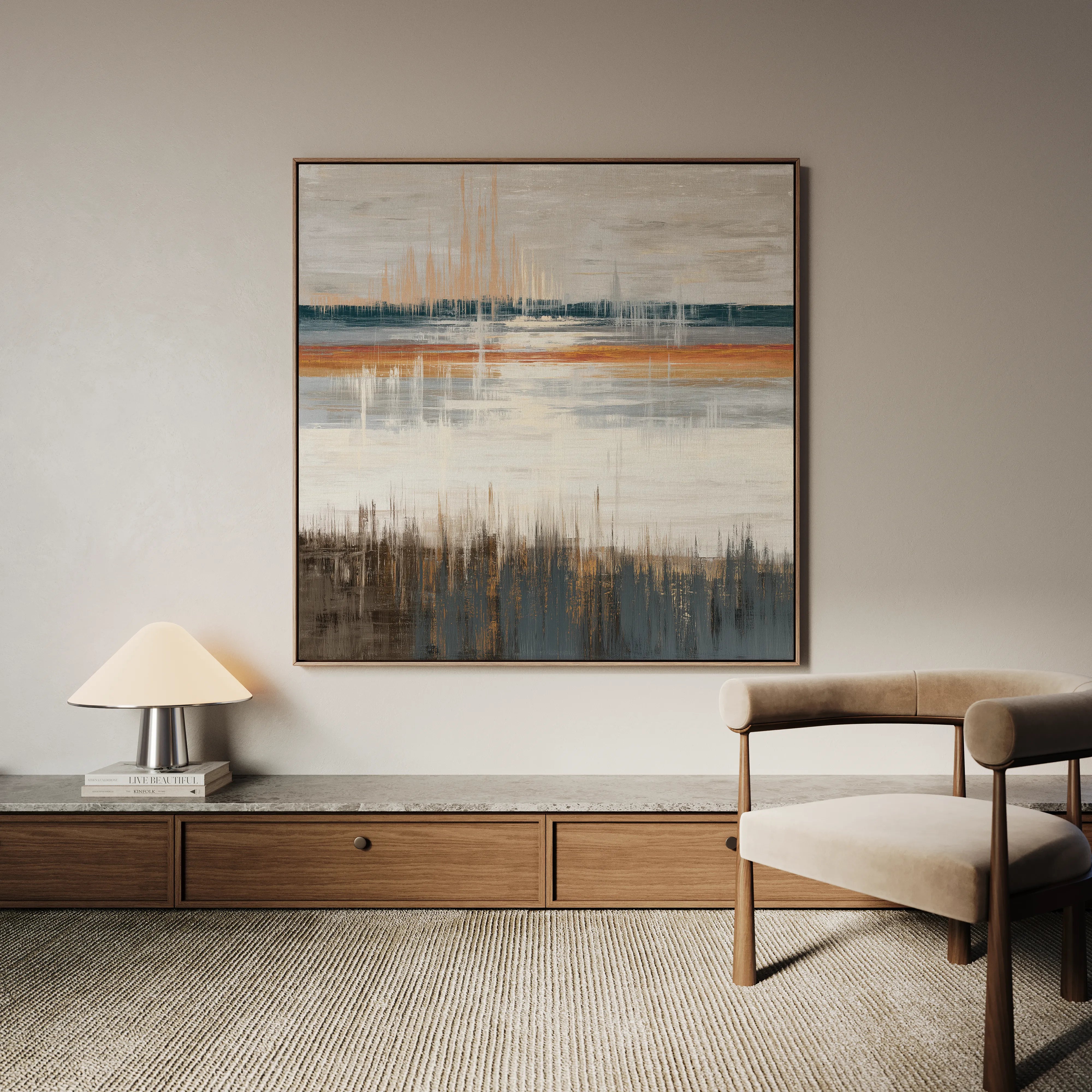 Abstract 1235 Canvas Art 16" x 16" / 40 x 40 cm / Black