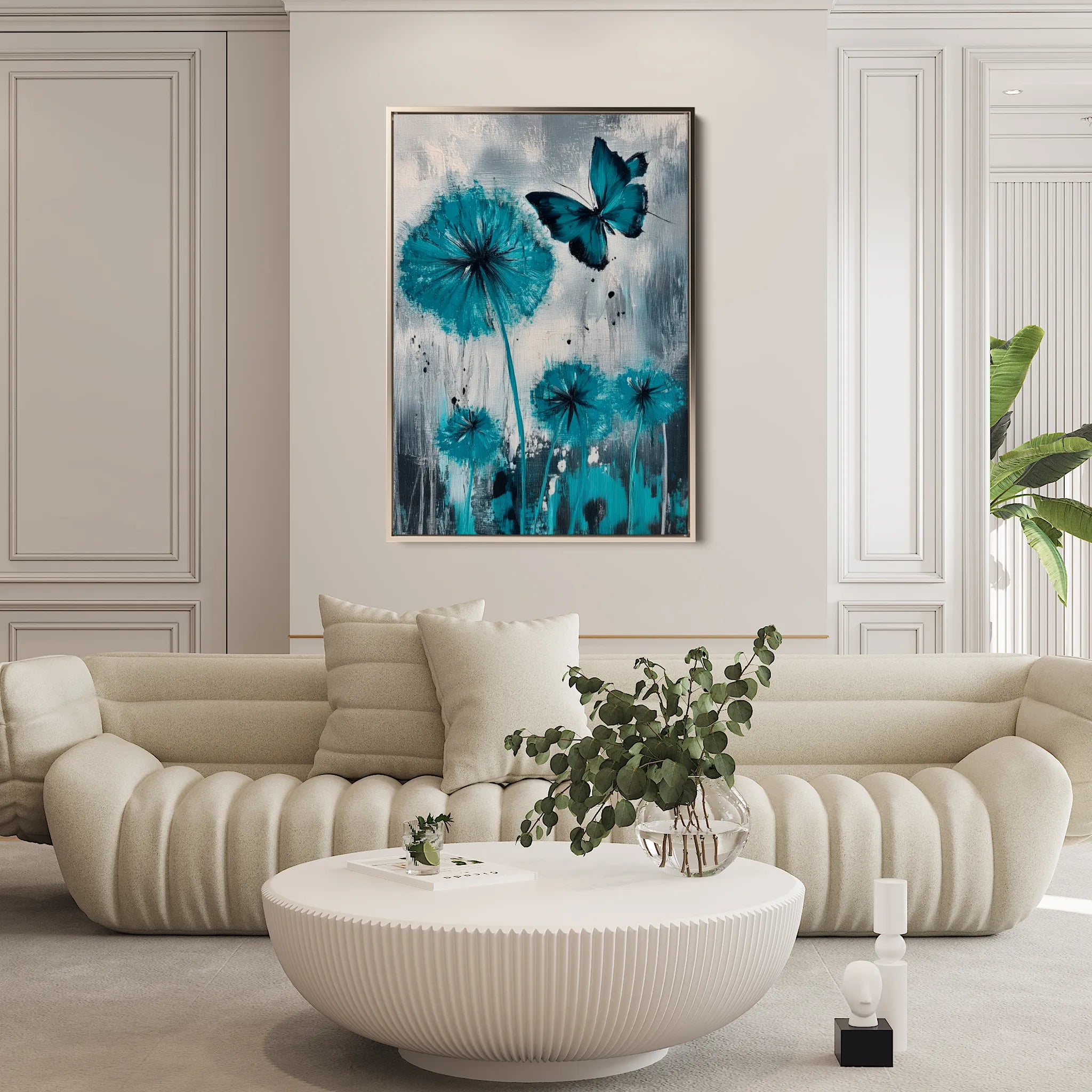 Floral 1235 Canvas Art 18" x 24" / 45 x 60 cm / Black