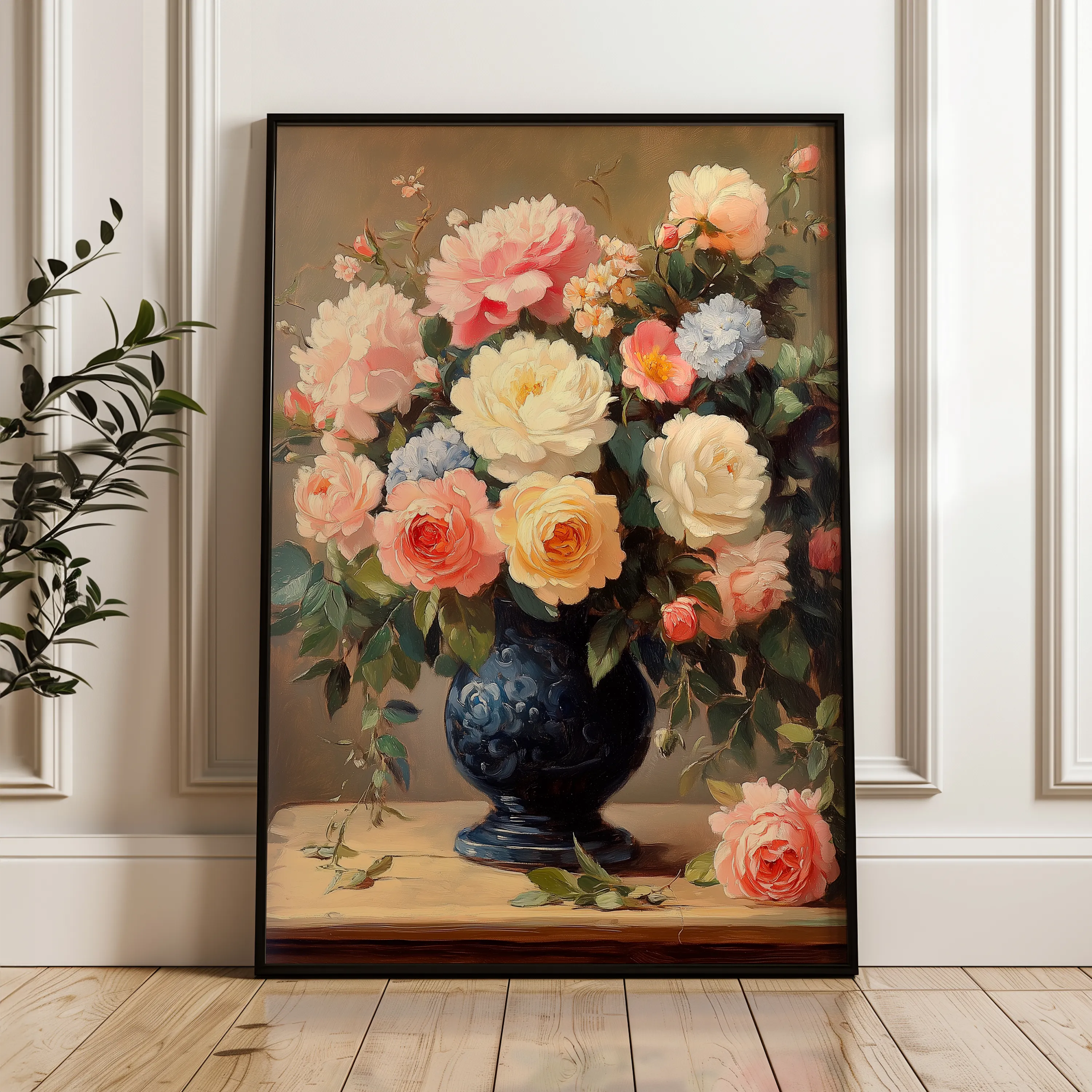 Floral 1238 Canvas Art 18" x 24" / 45 x 60 cm / Black