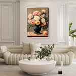 Floral 1238 Canvas Art 18" x 24" / 45 x 60 cm / Black