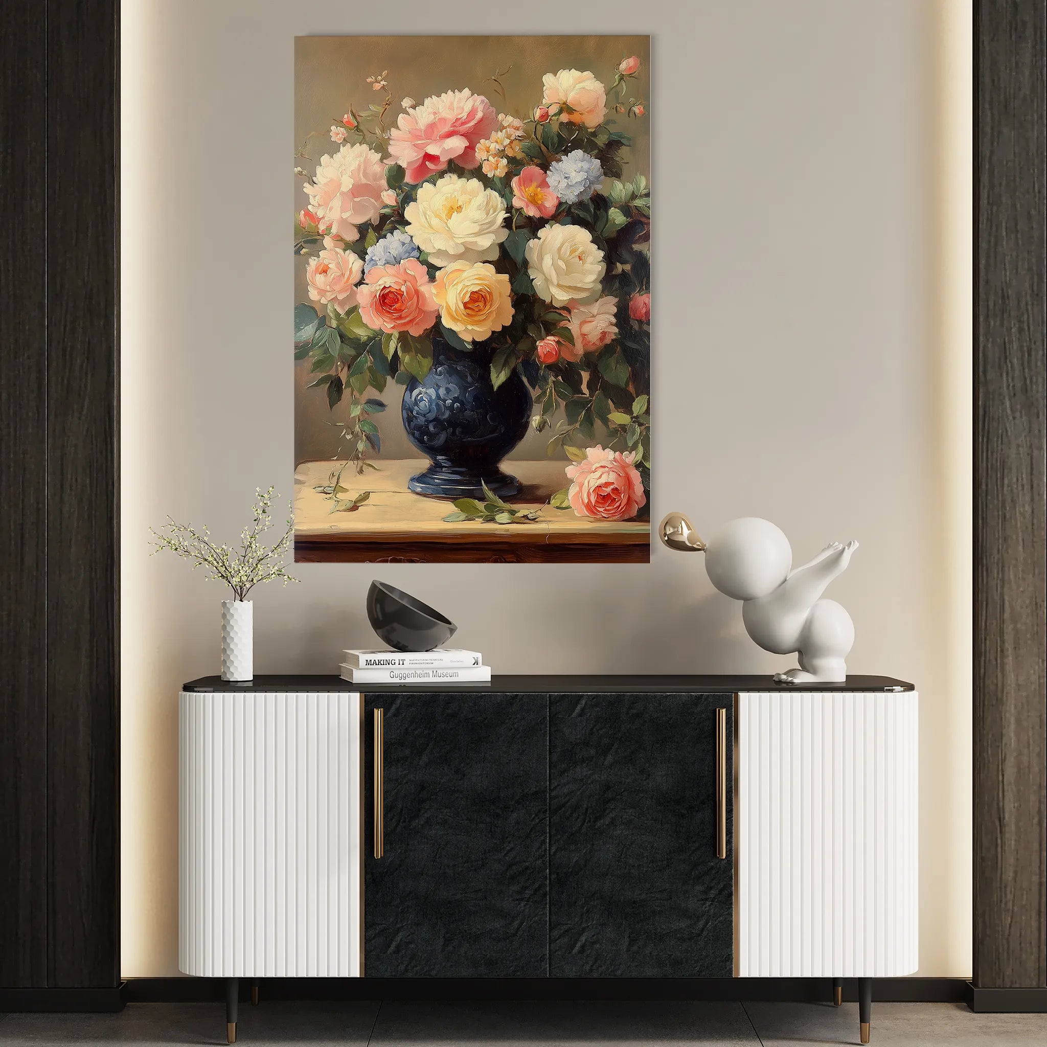 Floral 1238 Canvas Art 18" x 24" / 45 x 60 cm / Black