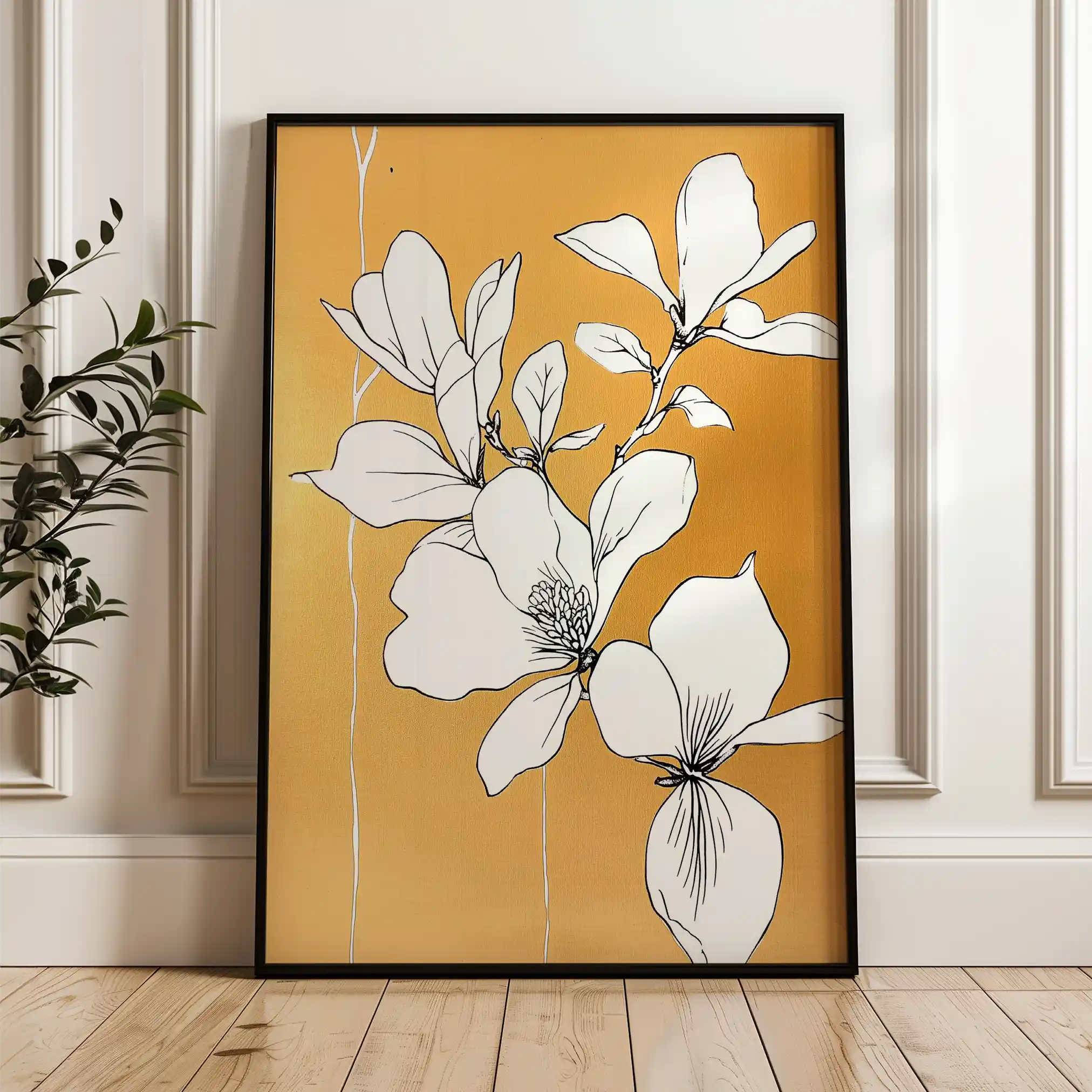 Floral 1239 Canvas Art 60 x 40 cm / Black
