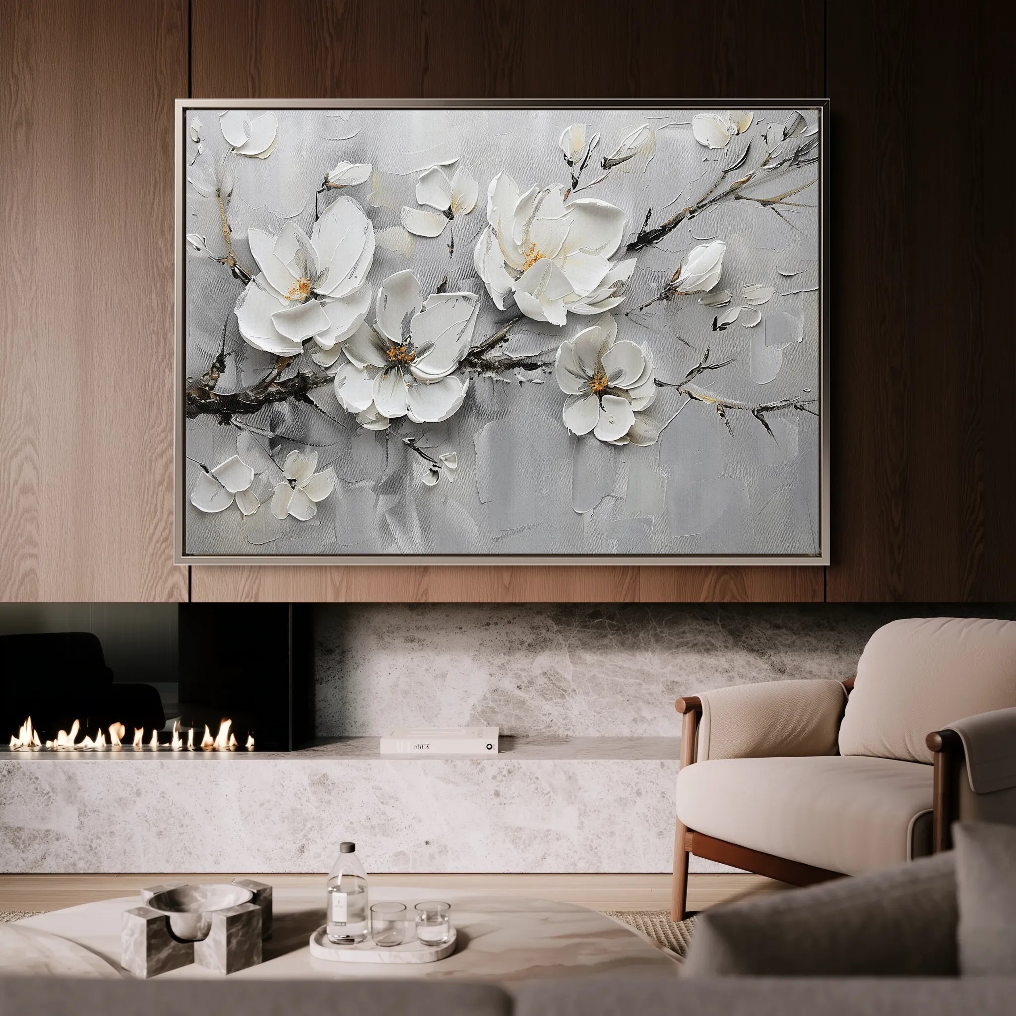 Floral 124 Canvas Art 18" x 24" / 45 x 60 cm / Black