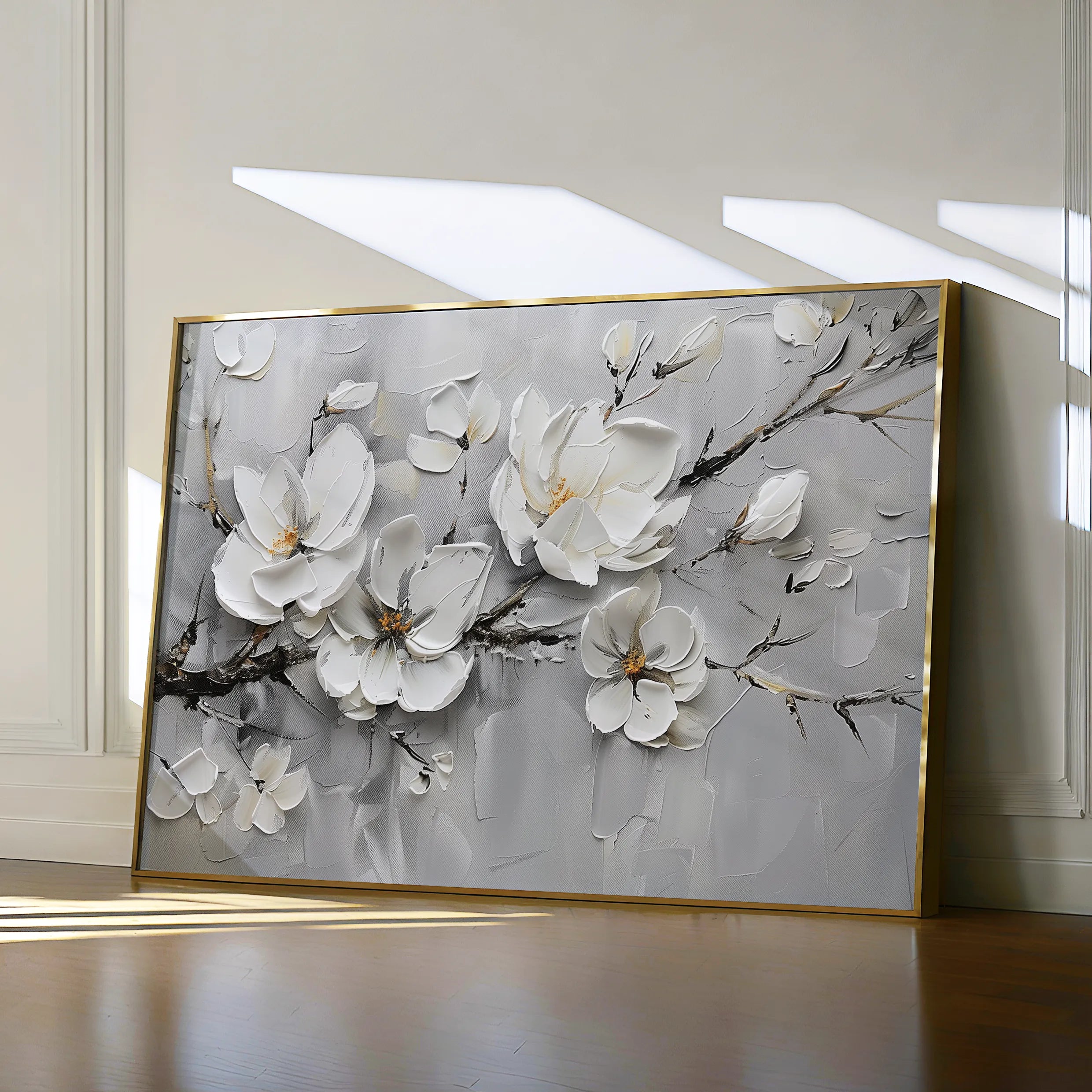 Floral 124 Canvas Art 18" x 24" / 45 x 60 cm / Black
