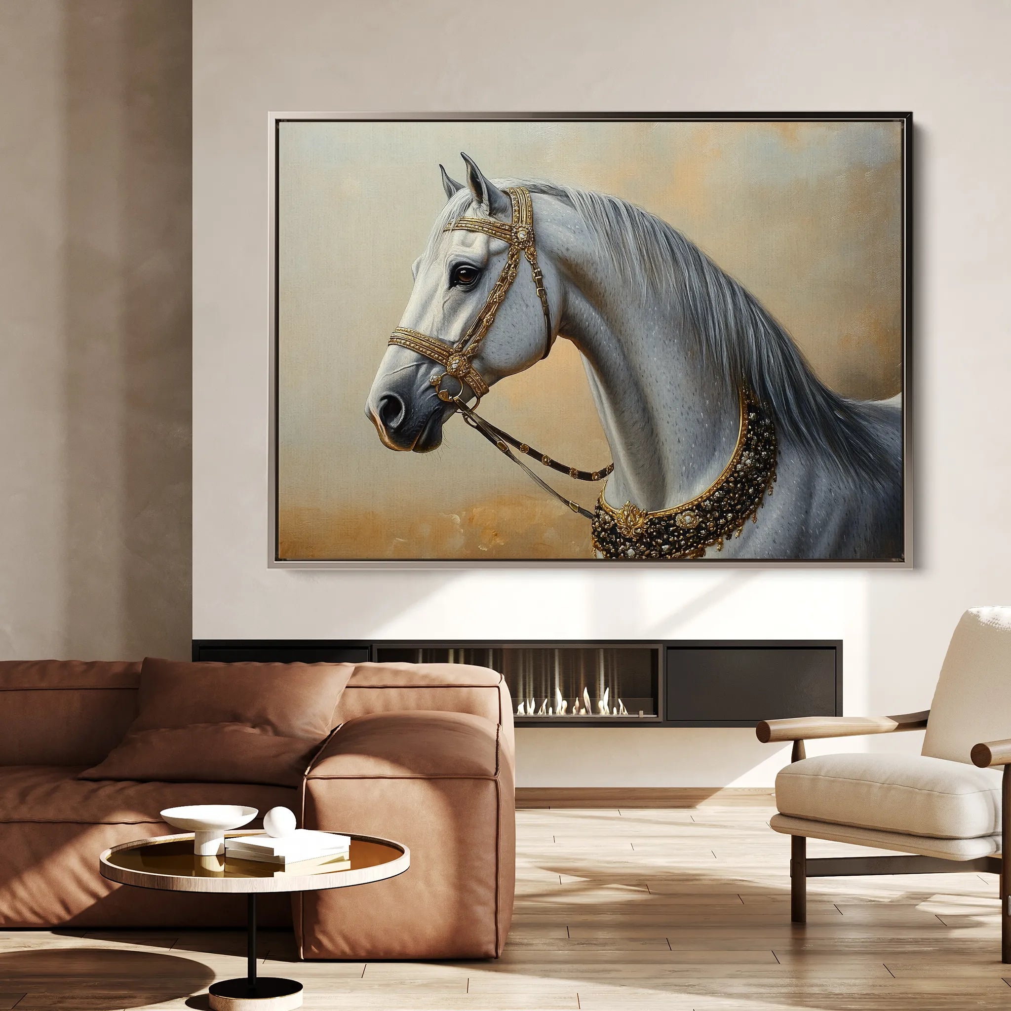 Horses 124 Canvas Art 18" x 24" / 45 x 60 cm / Black