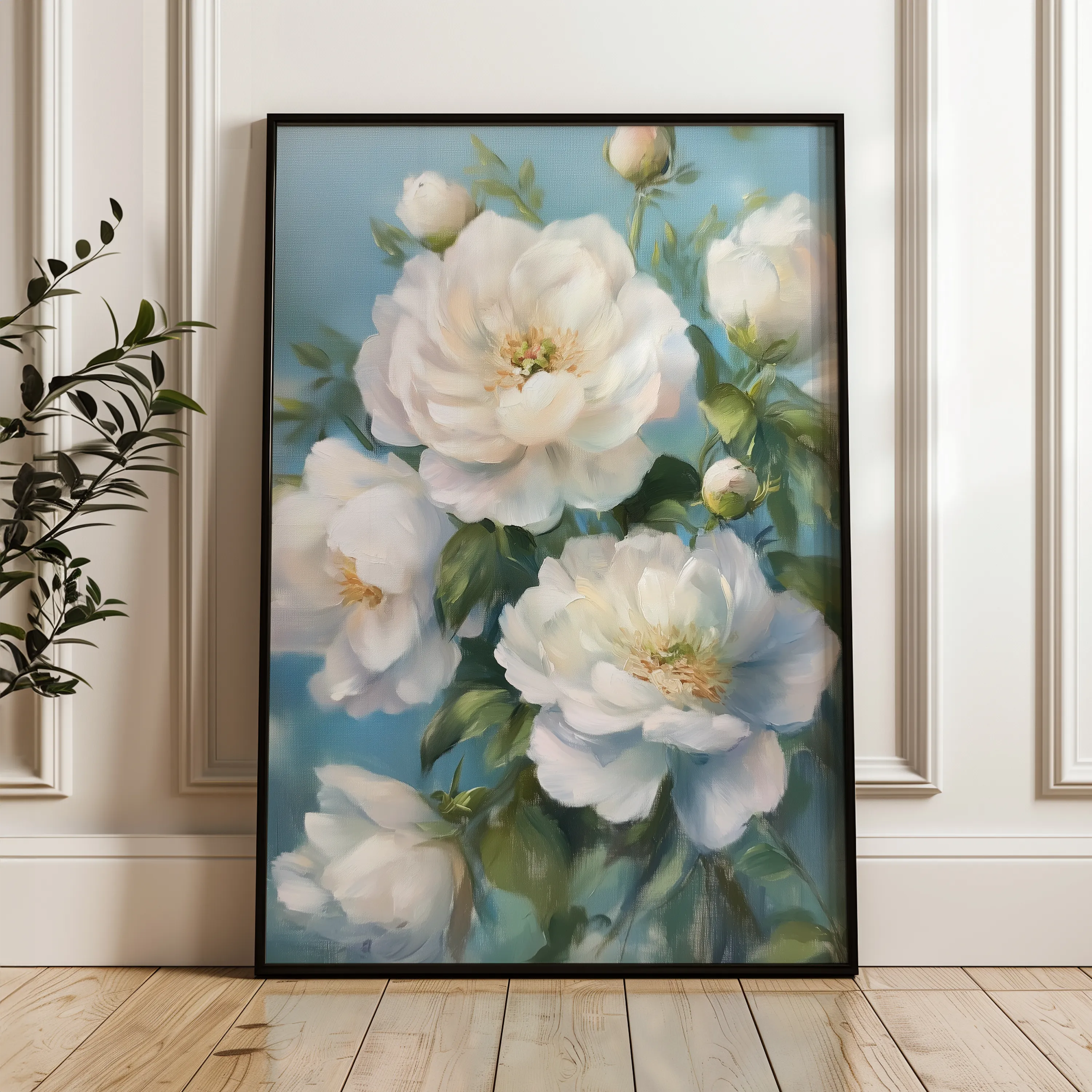 Floral 1240 Canvas Art 18" x 24" / 45 x 60 cm / Black