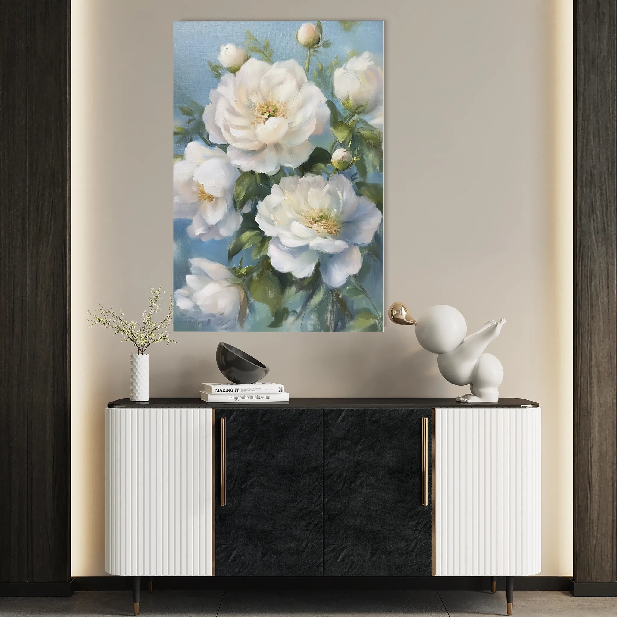Floral 1240 Canvas Art 18" x 24" / 45 x 60 cm / Black