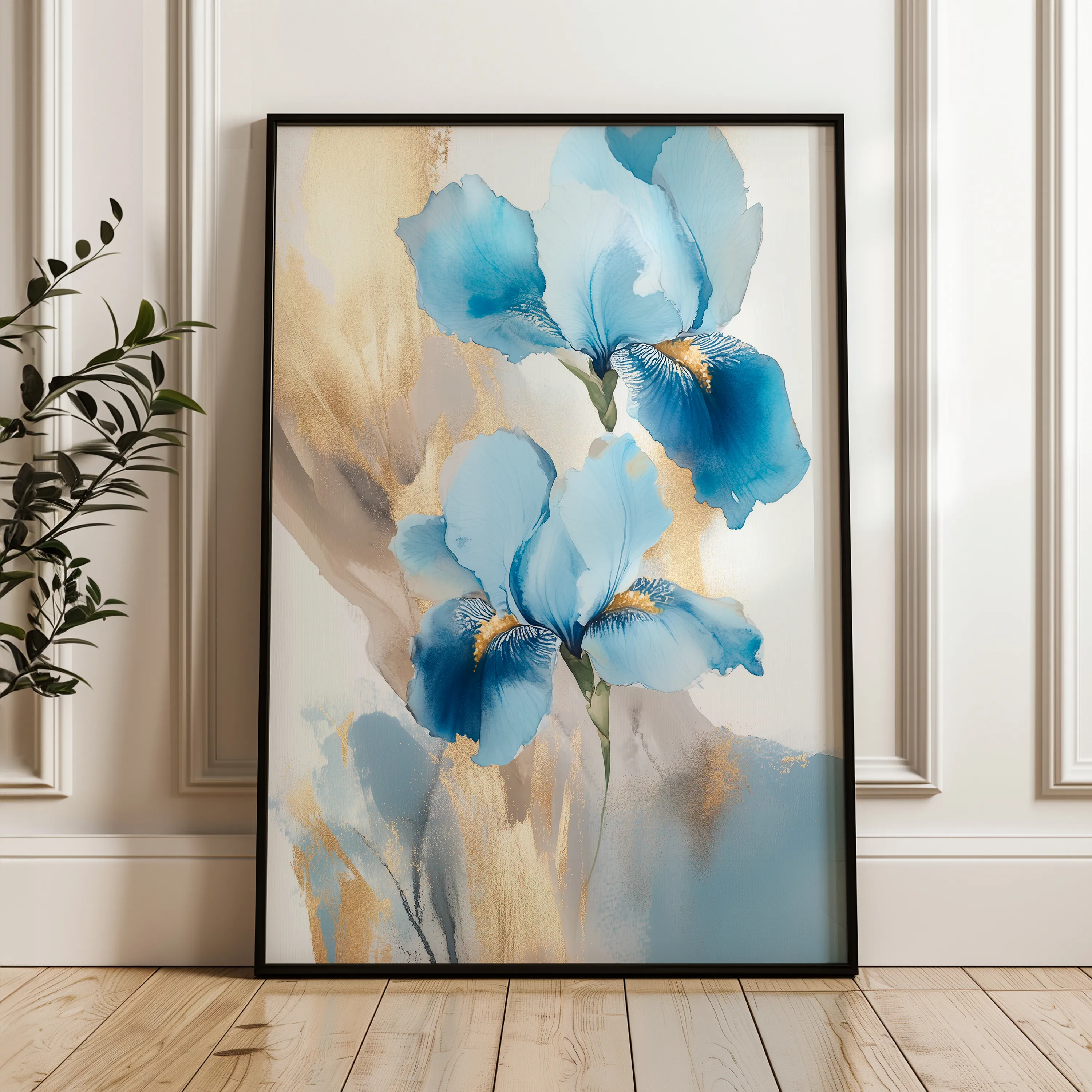 Floral 1241 Canvas Art 18" x 24" / 45 x 60 cm / Black