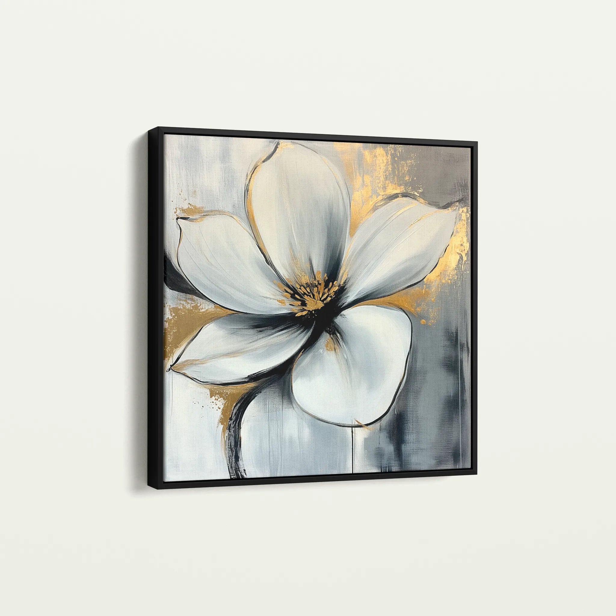 Floral 1242 Canvas Art 16" x 16" / 40 x 40 cm / Black