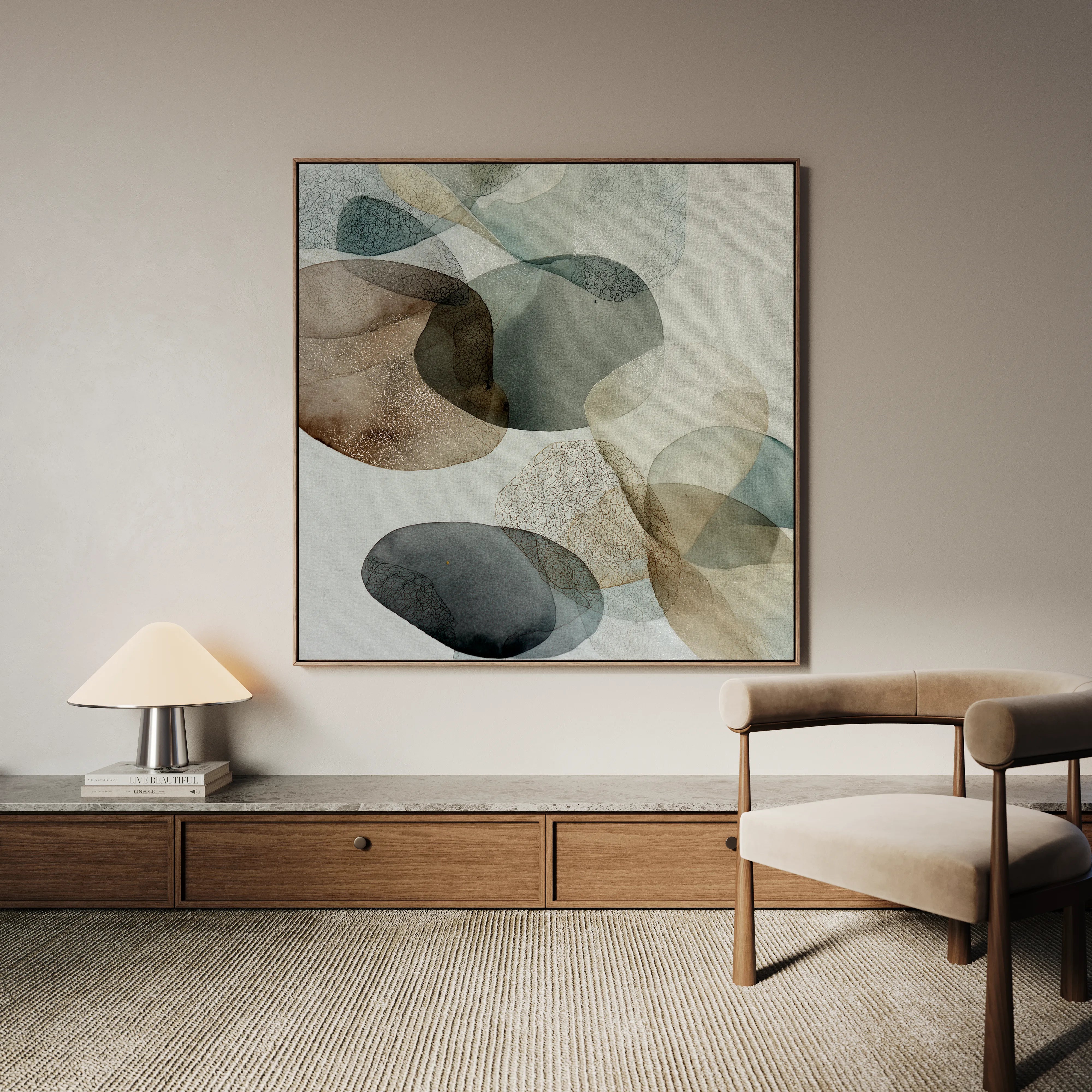 Abstract 1243 Canvas Art 16" x 16" / 40 x 40 cm / Black