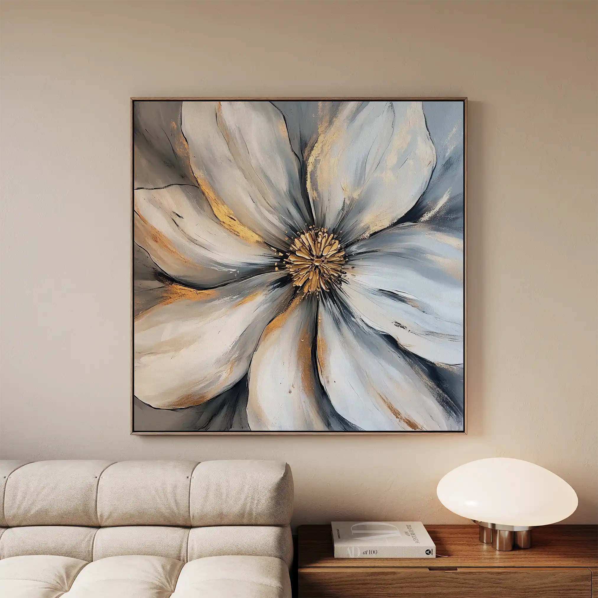 Floral 1243 Canvas Art 16" x 16" / 40 x 40 cm / Black