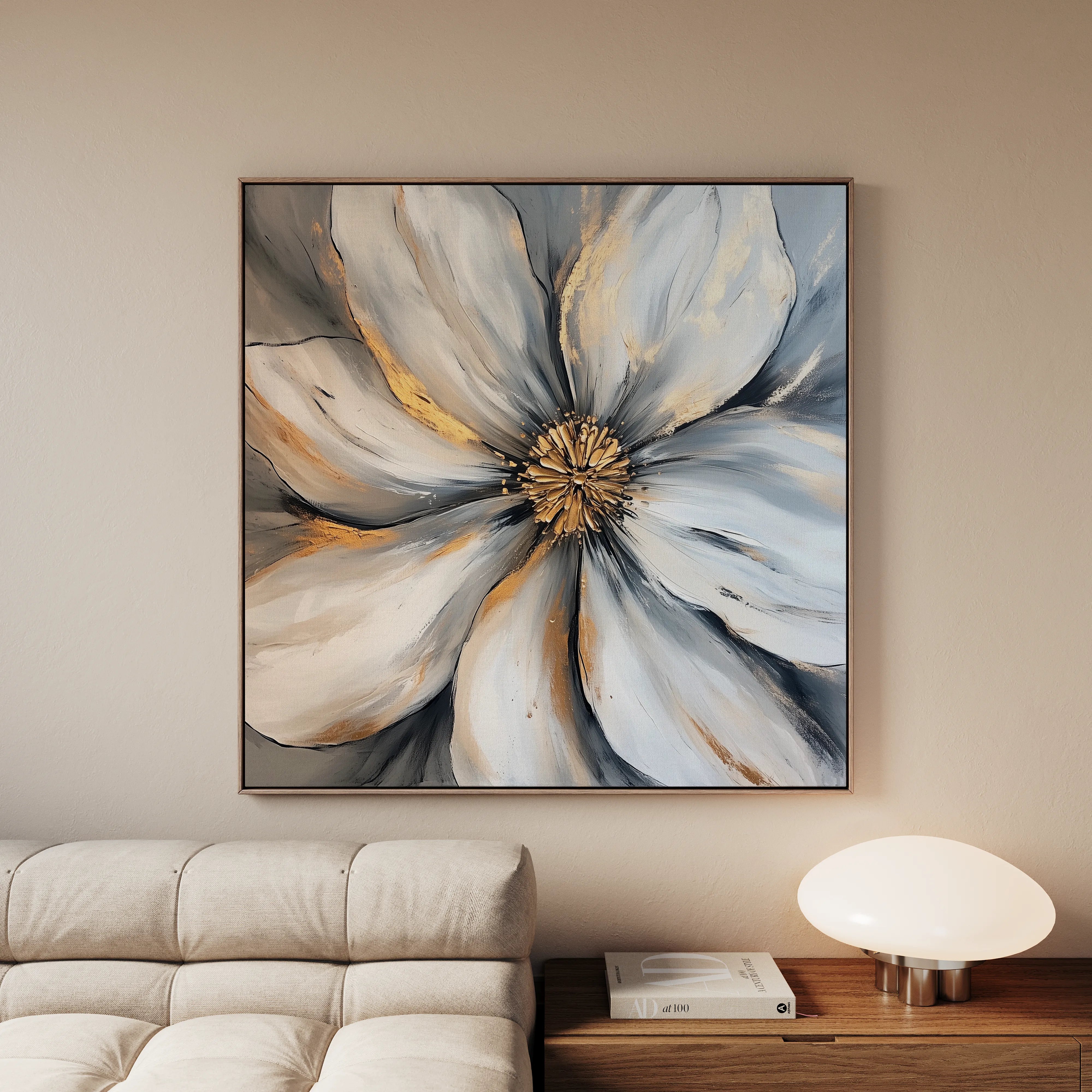 Floral 1243 Canvas Art 16" x 16" / 40 x 40 cm / Black