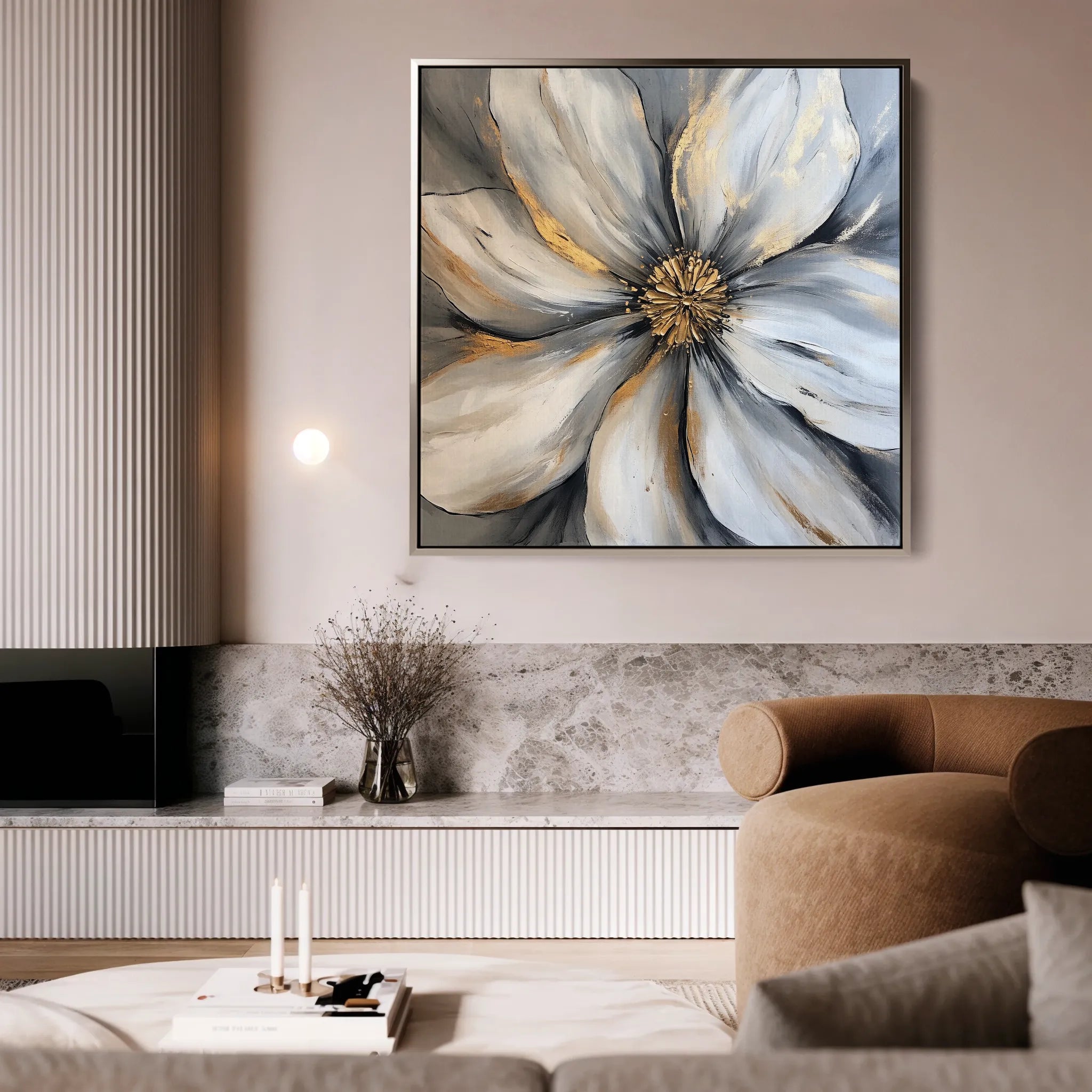 Floral 1243 Canvas Art 16" x 16" / 40 x 40 cm / Black