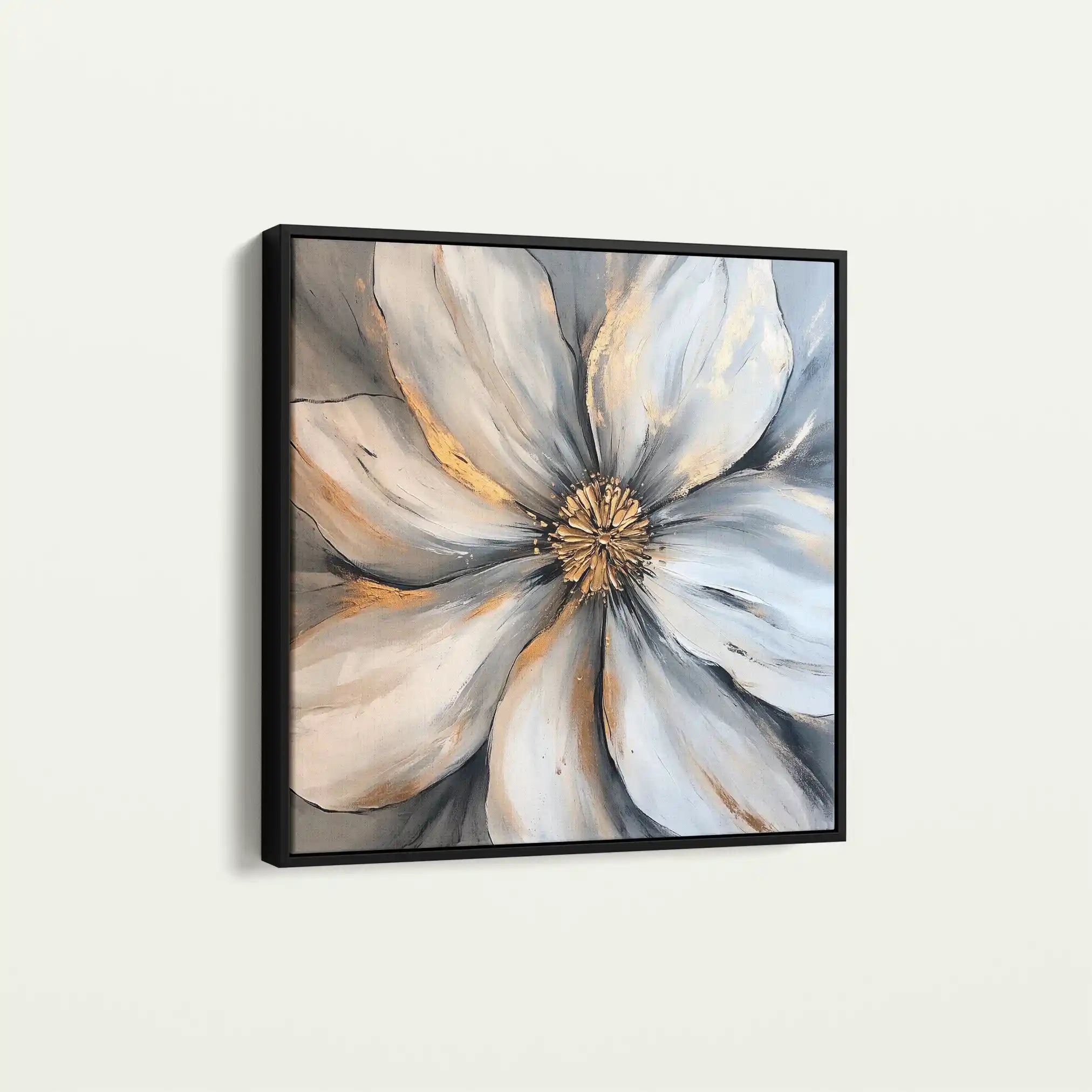 Floral 1243 Canvas Art 16" x 16" / 40 x 40 cm / Black