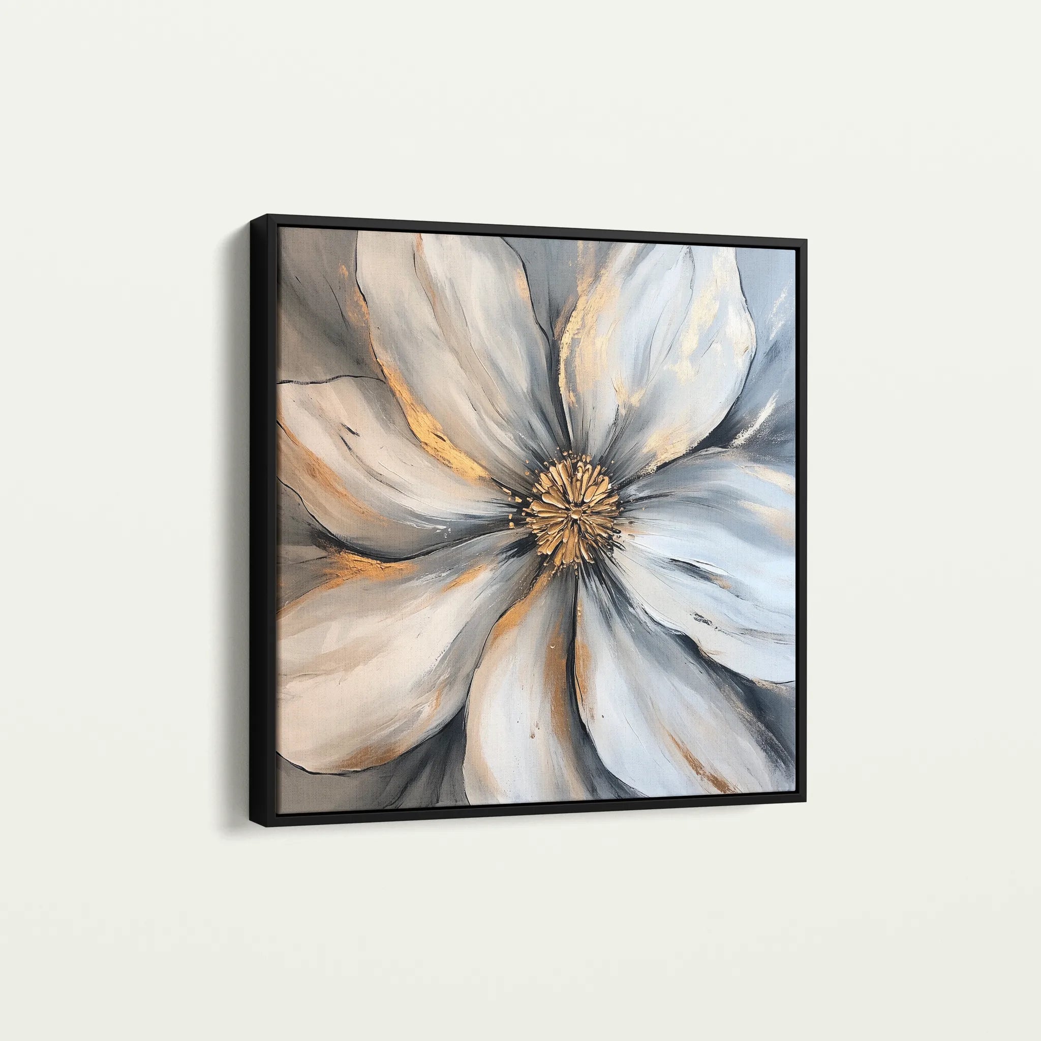 Floral 1243 Canvas Art 16" x 16" / 40 x 40 cm / Black