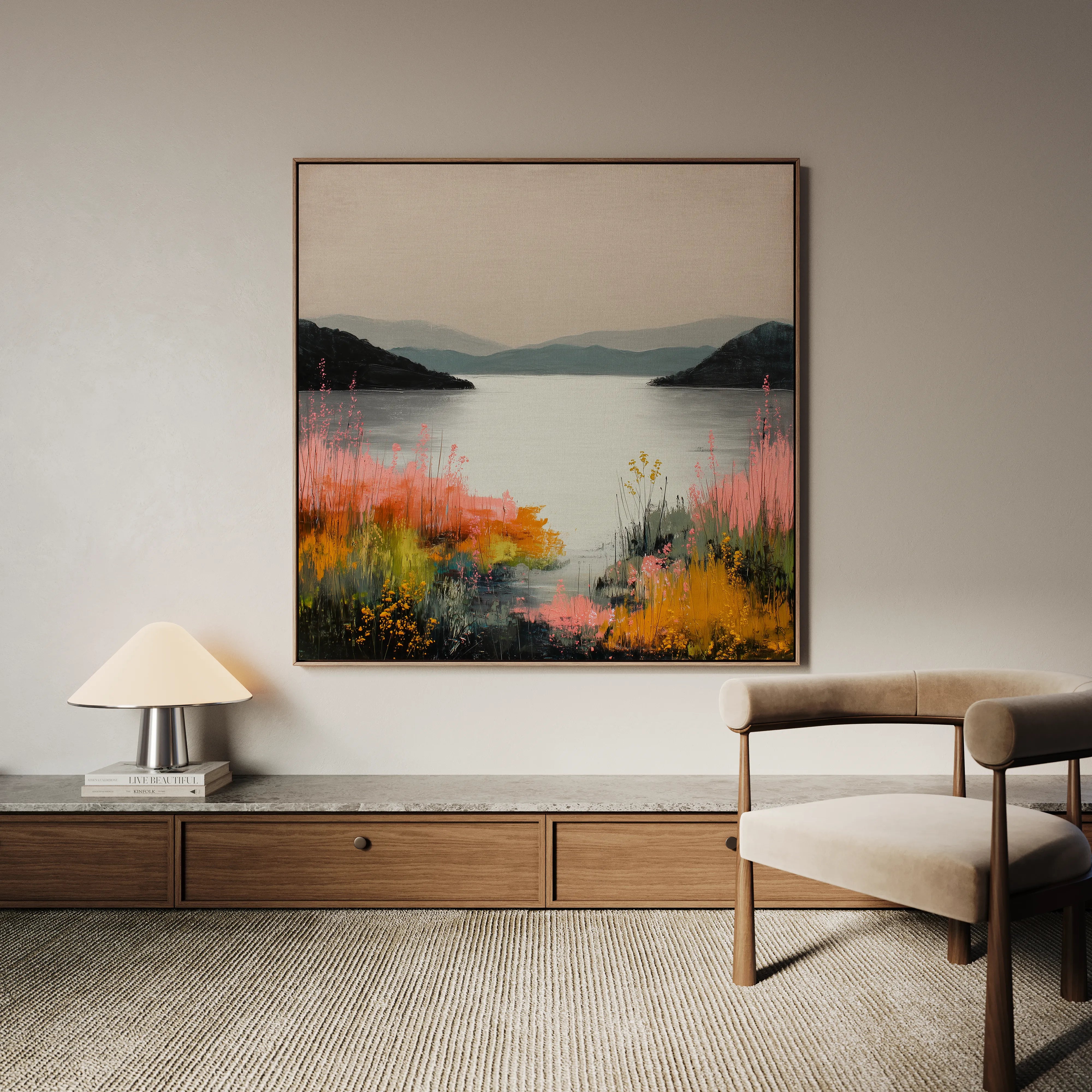 Abstract 1244 Canvas Art 16" x 16" / 40 x 40 cm / Black