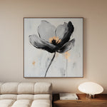 Floral 1244 Canvas Art 16" x 16" / 40 x 40 cm / Black