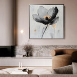 Floral 1244 Canvas Art 16" x 16" / 40 x 40 cm / Black