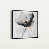 Floral 1244 Canvas Art 16" x 16" / 40 x 40 cm / Black
