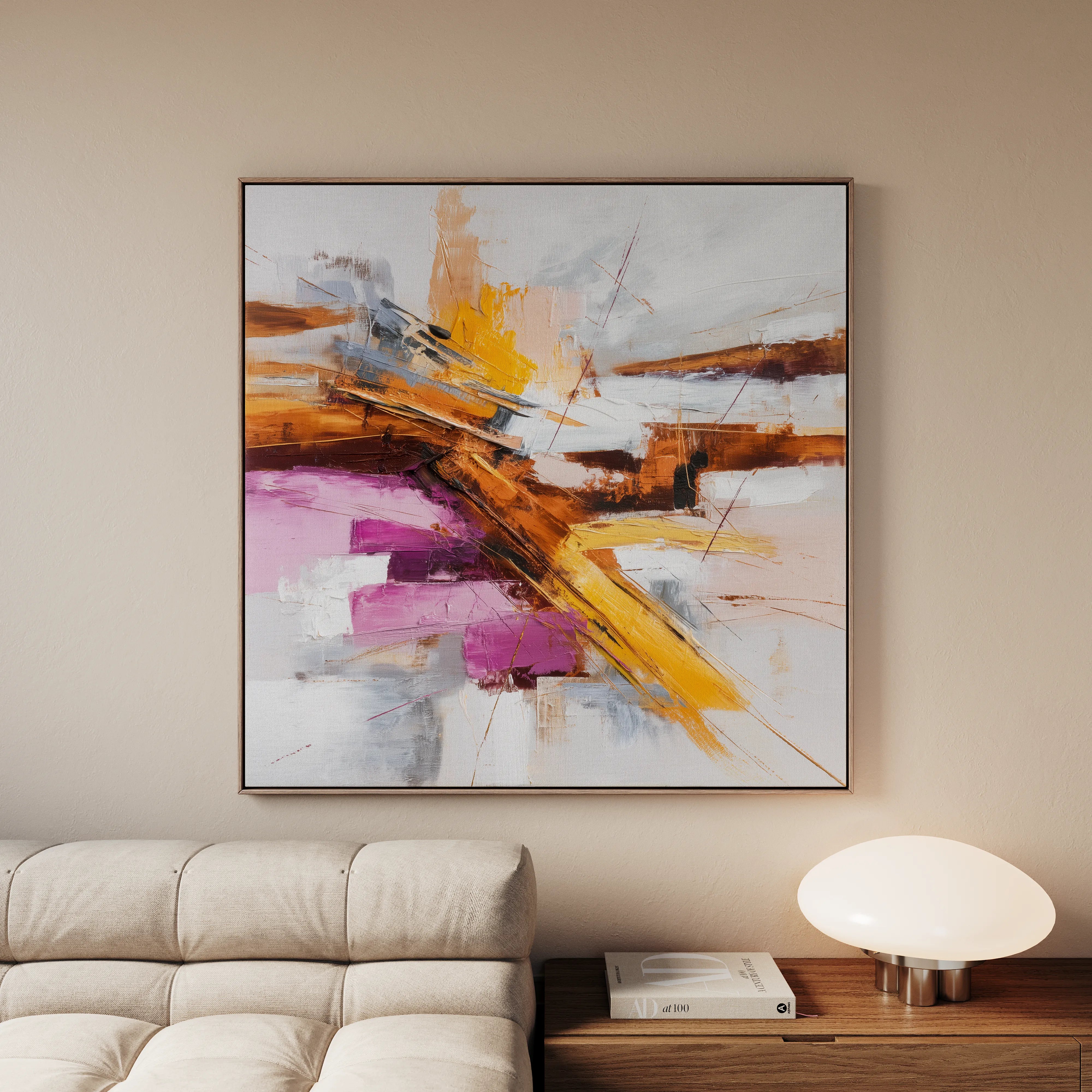 Abstract 1245 Canvas Art 16" x 16" / 40 x 40 cm / Black