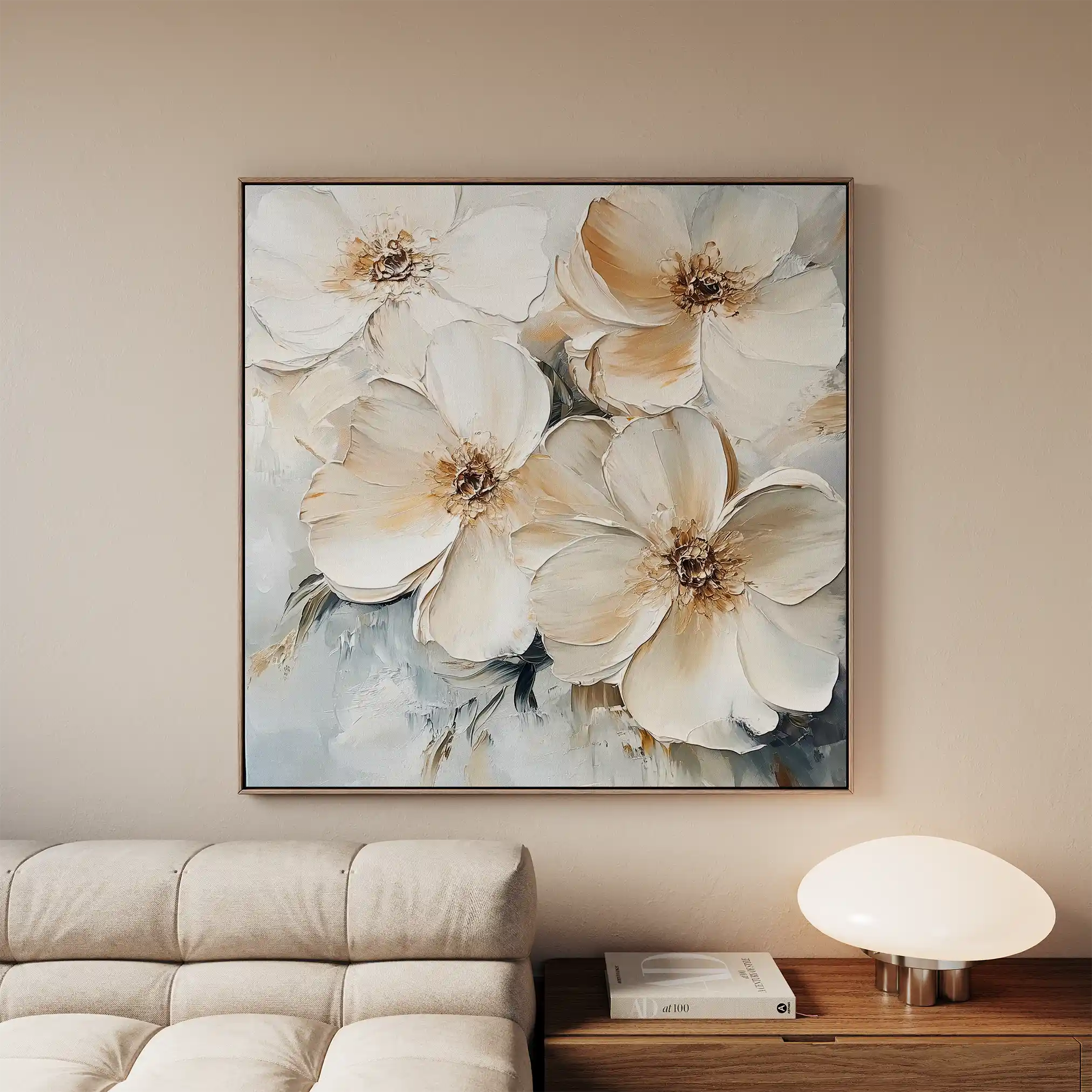 Floral 1245 Canvas Art 16" x 16" / 40 x 40 cm / Black