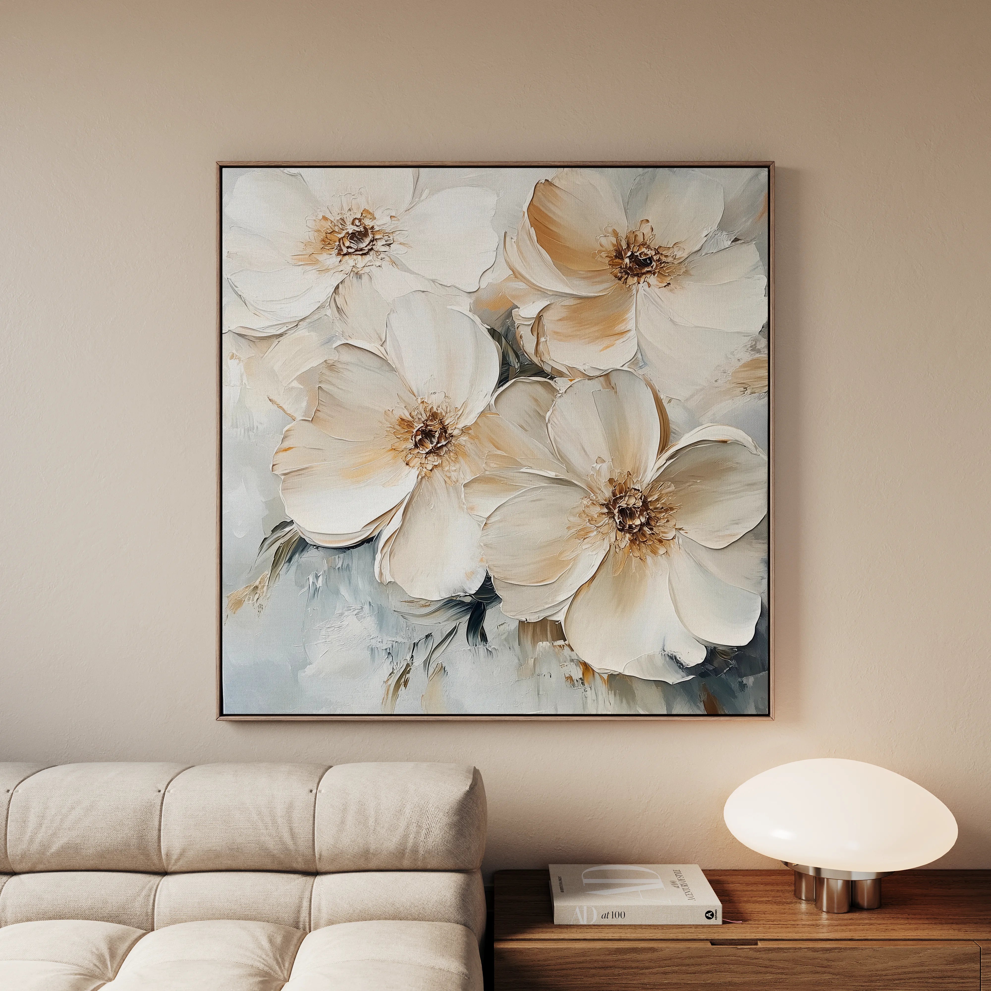 Floral 1245 Canvas Art 16" x 16" / 40 x 40 cm / Black