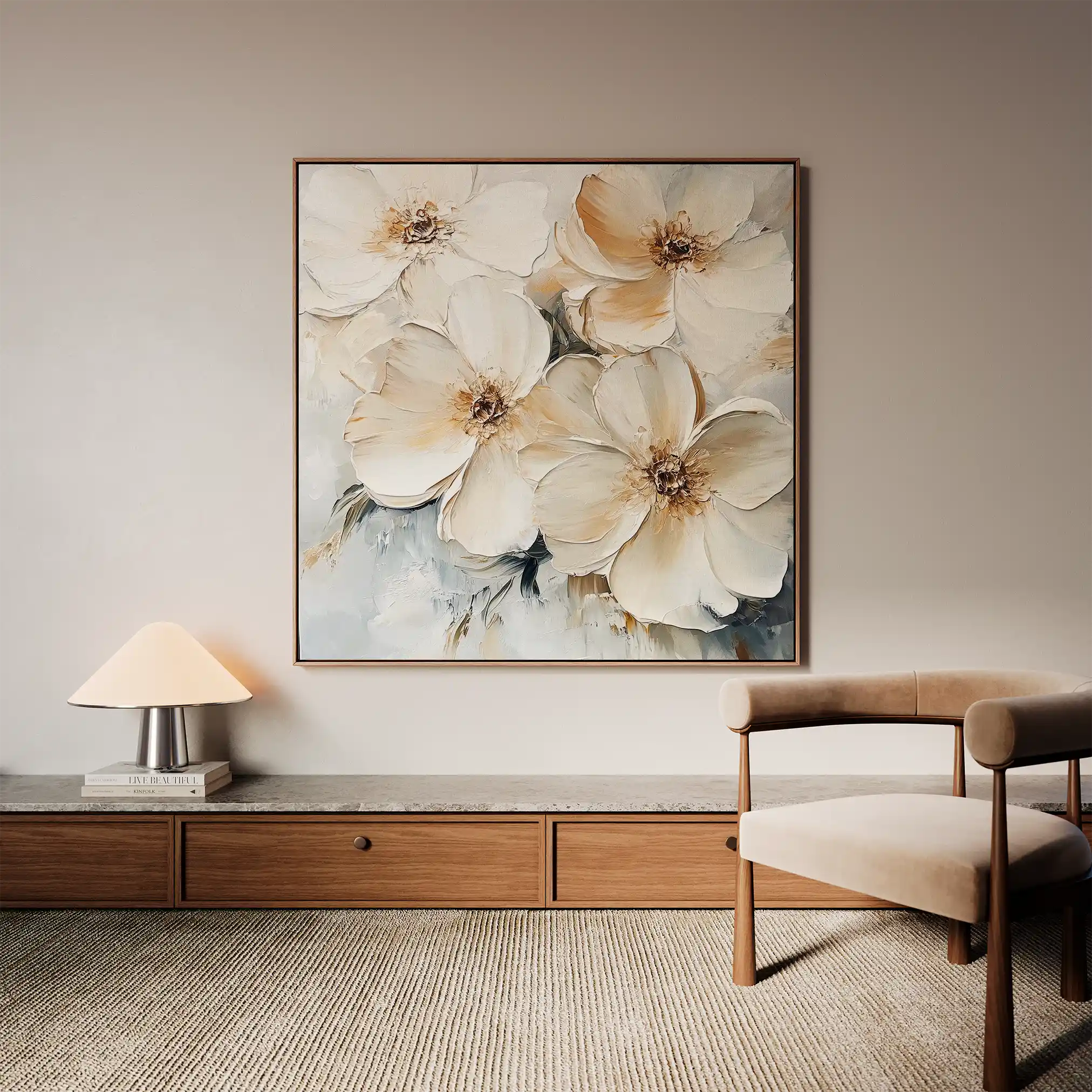 Floral 1245 Canvas Art 16" x 16" / 40 x 40 cm / Black