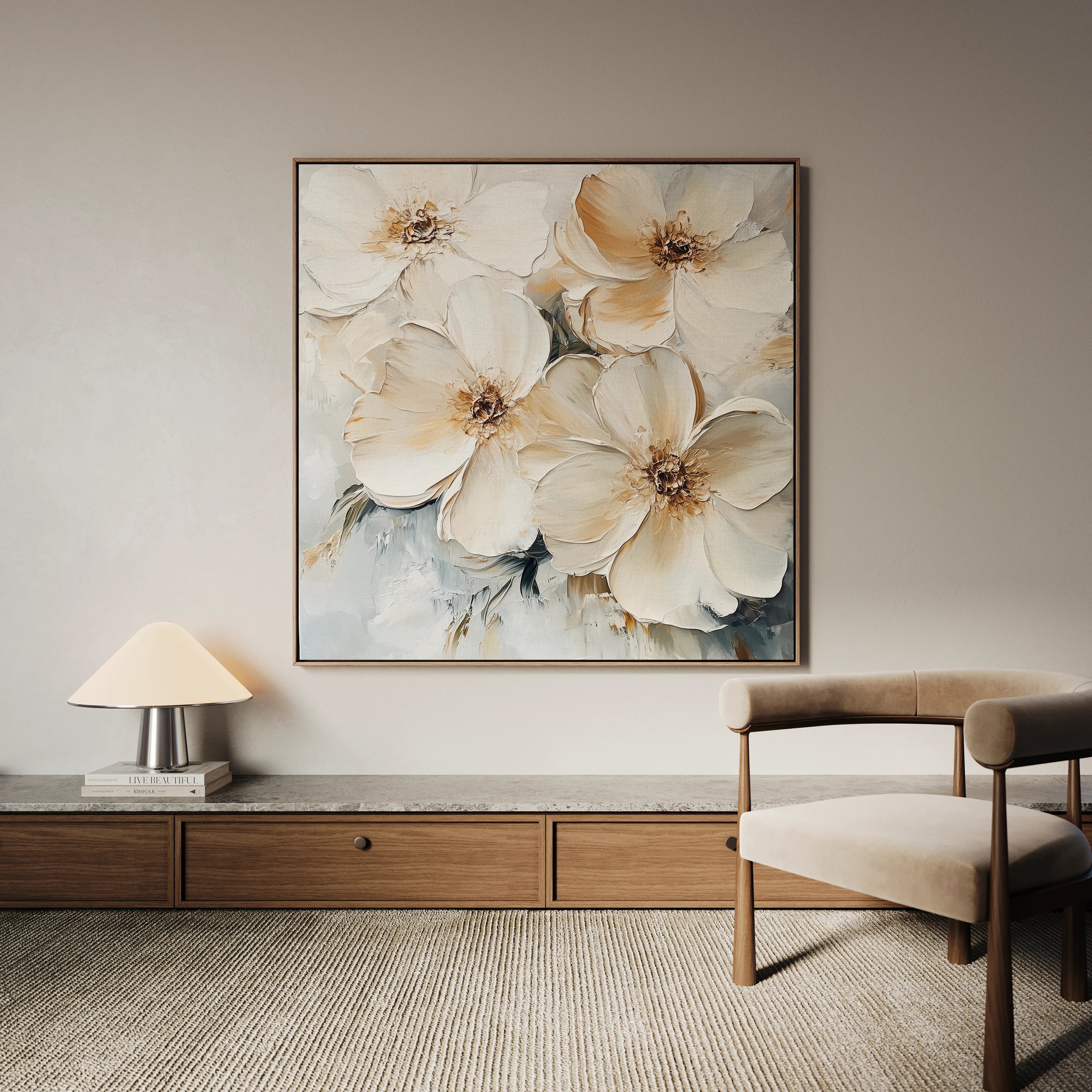 Floral 1245 Canvas Art 16" x 16" / 40 x 40 cm / Black