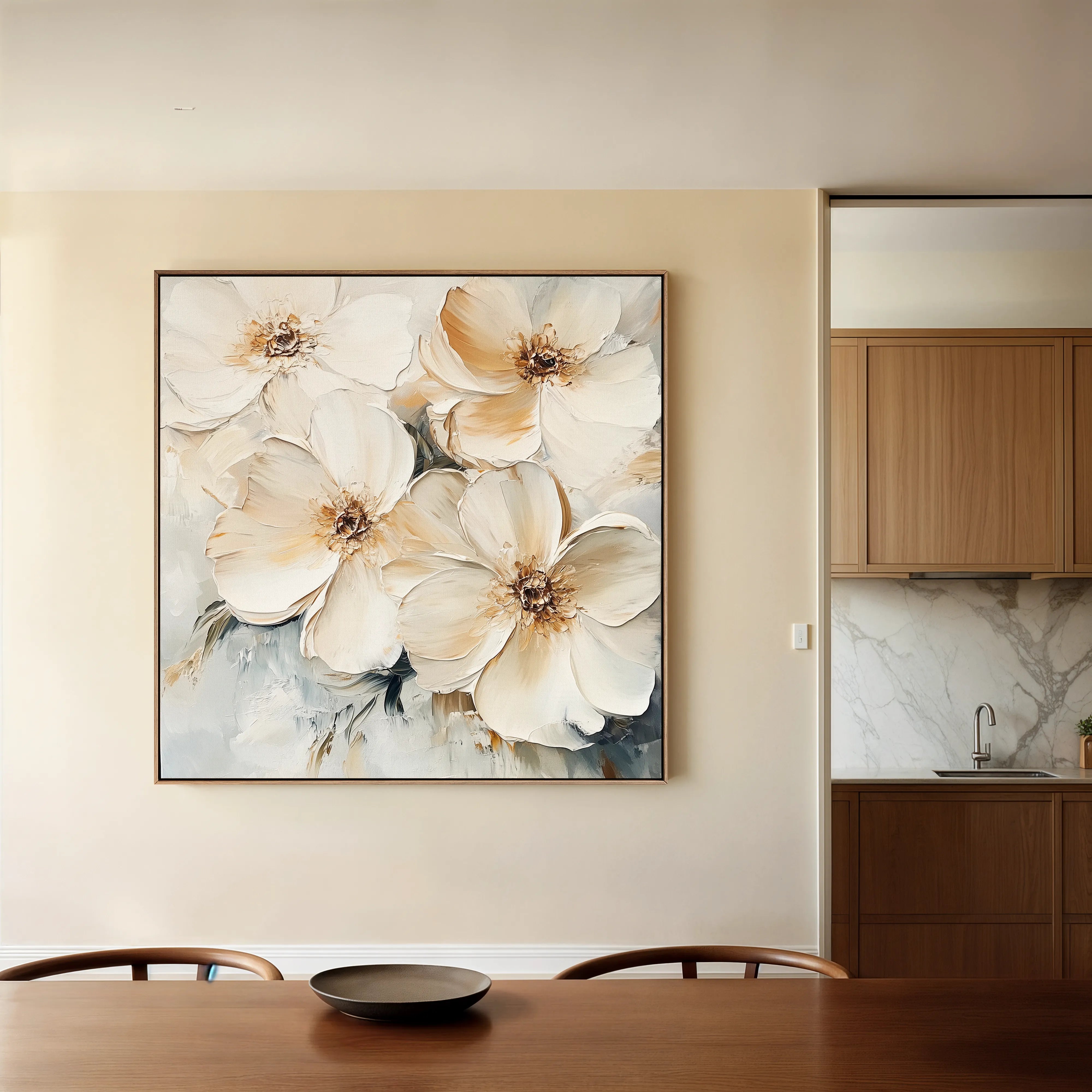 Floral 1245 Canvas Art 16" x 16" / 40 x 40 cm / Black