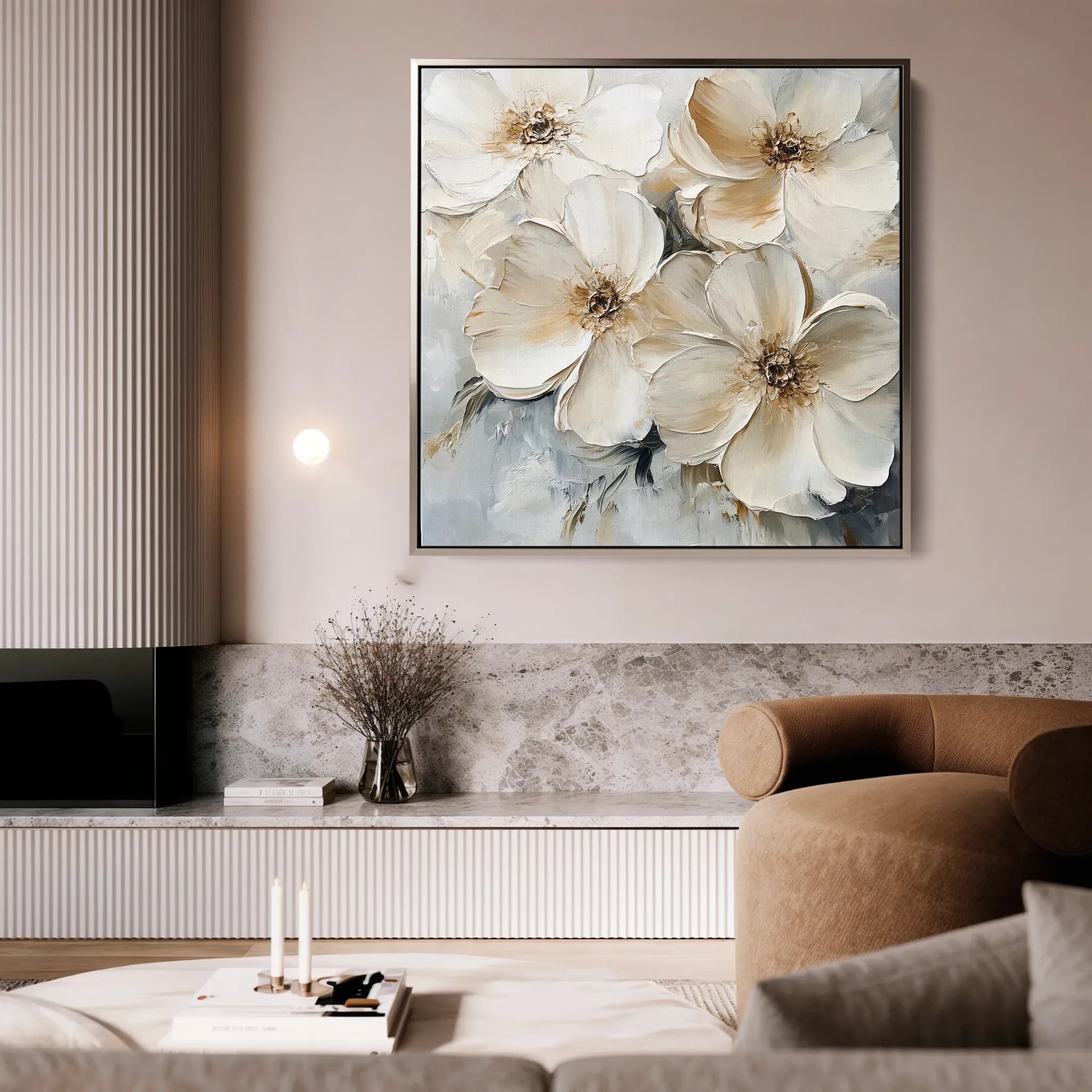Floral 1245 Canvas Art 16" x 16" / 40 x 40 cm / Black